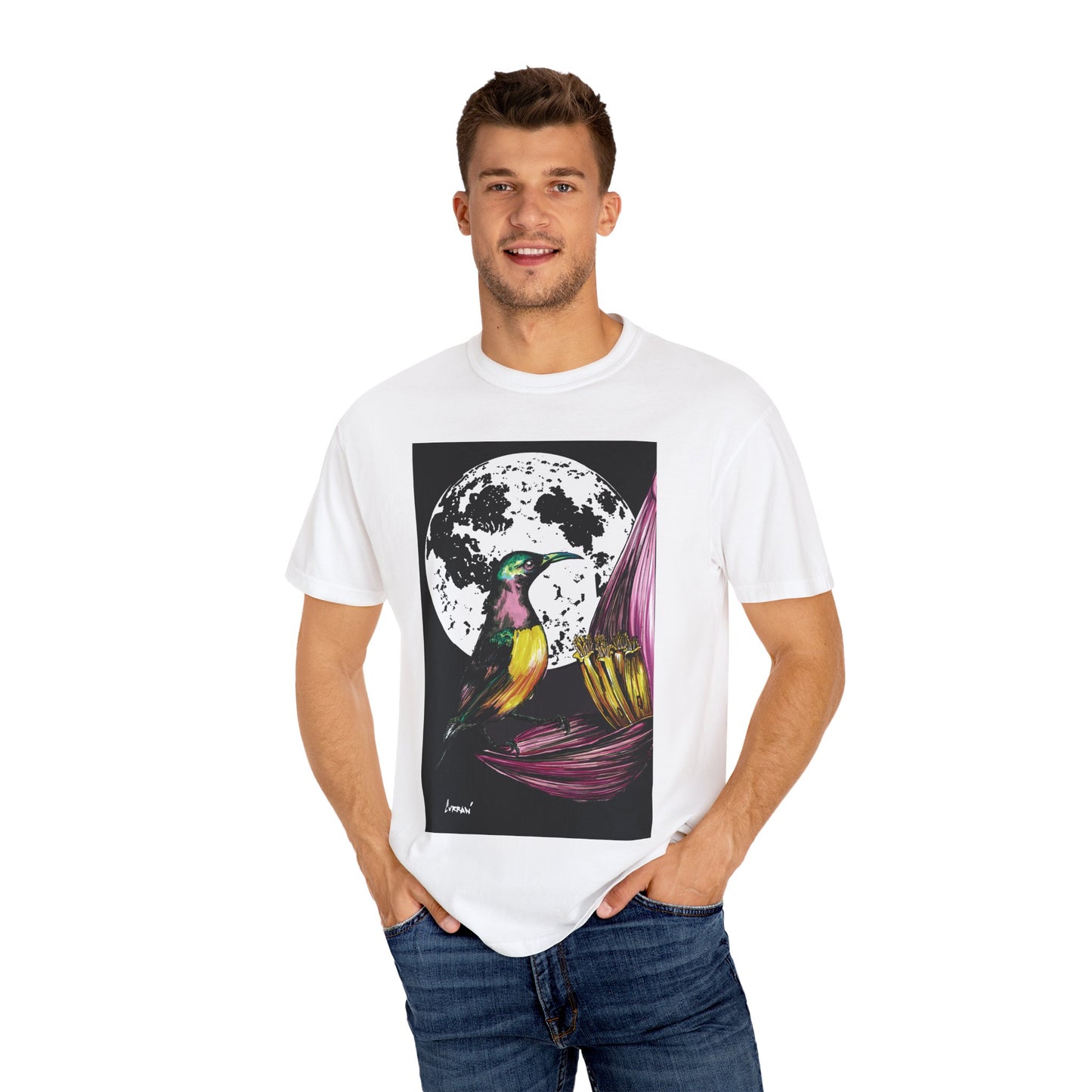Moonlit Hummingbird Unisex T-Shirt - Vibrant Nature Design