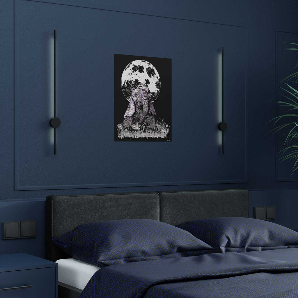 Baby Elephant Satin Poster | Art Print for Nursery Decor