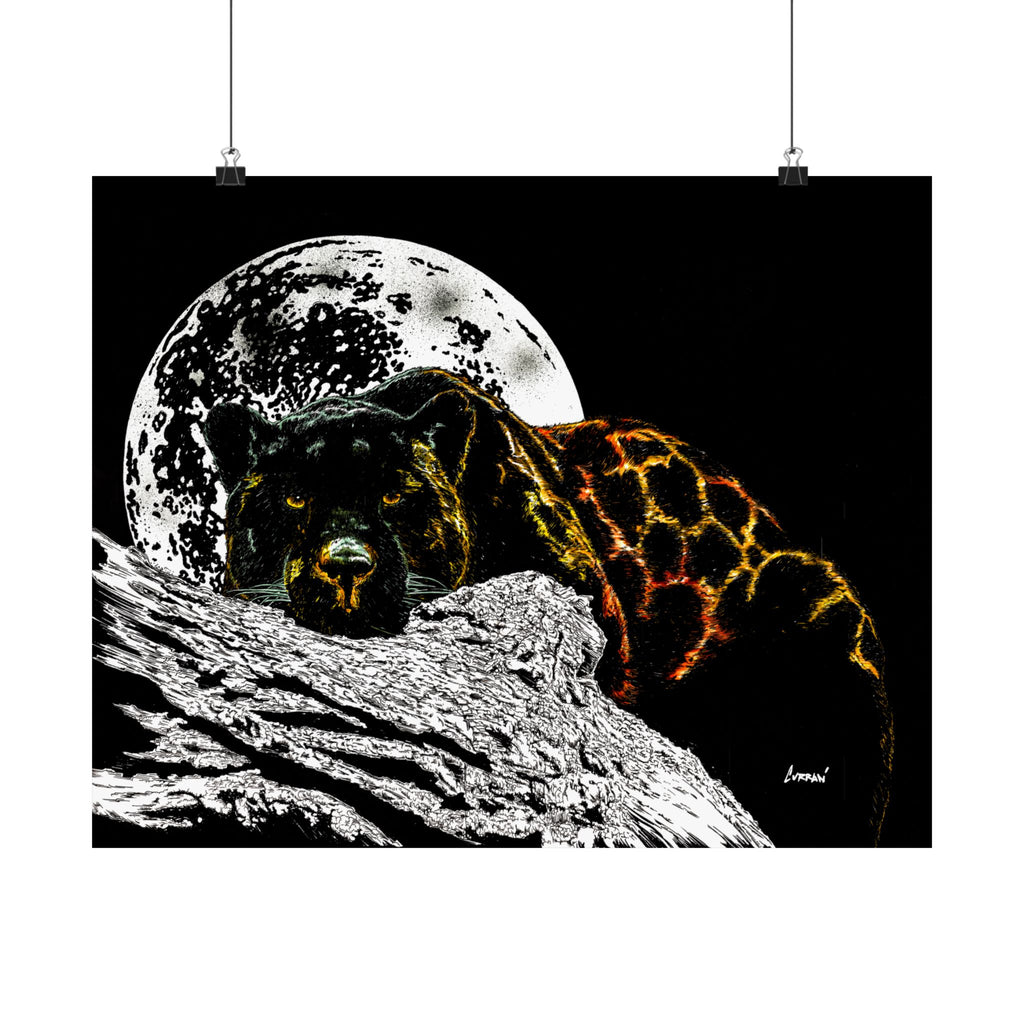 Majestic Bear Satin Poster - Night Moon Art Print (300gsm)