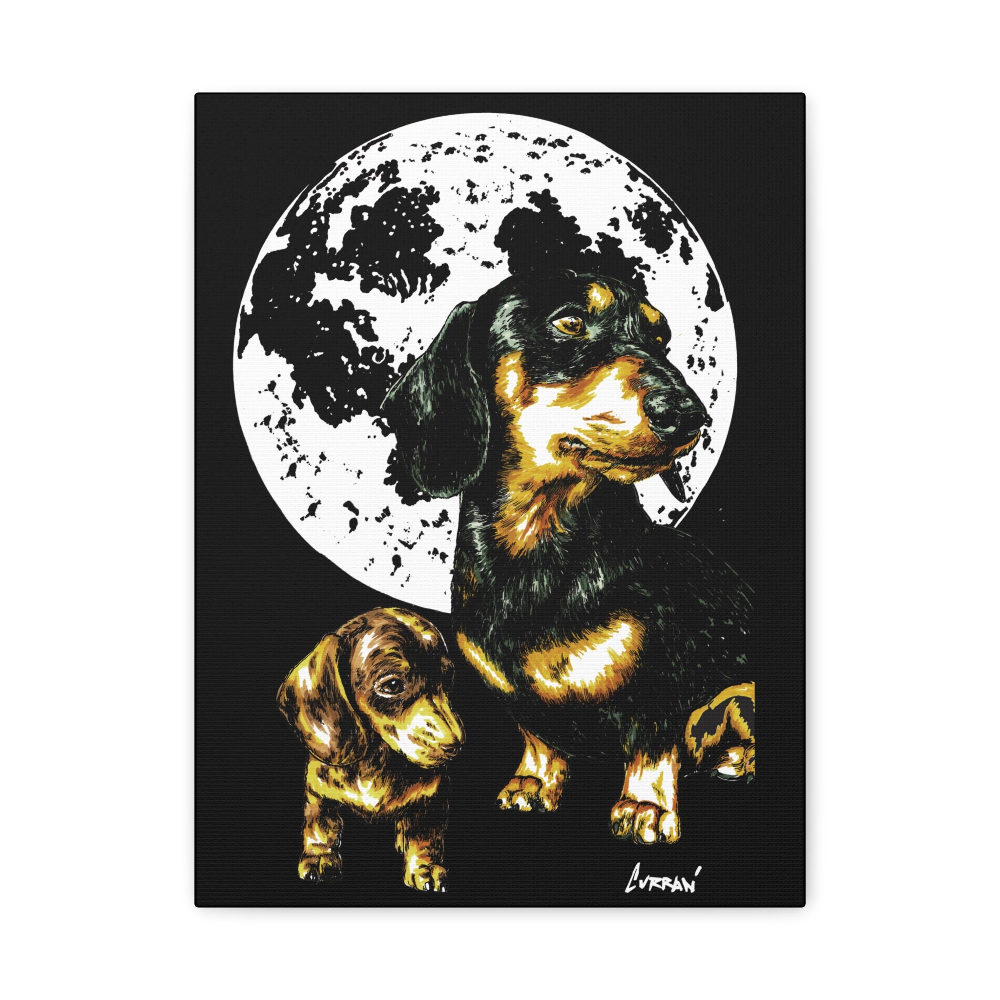 Dachshund Canvas Print of the Original, hand drawn wall art