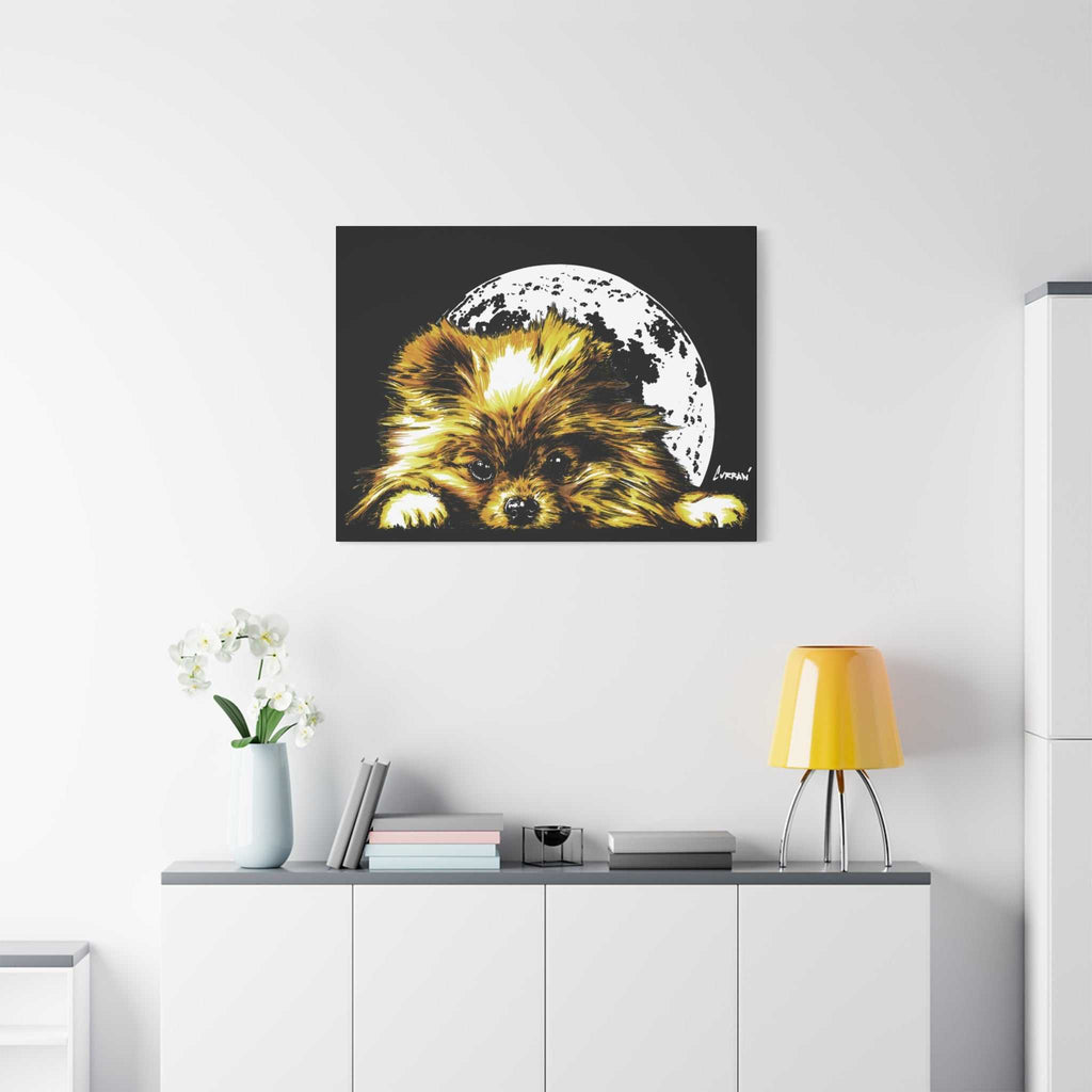 Pomeranian Moon Canvas Art Print- Dog Lover's Decor,