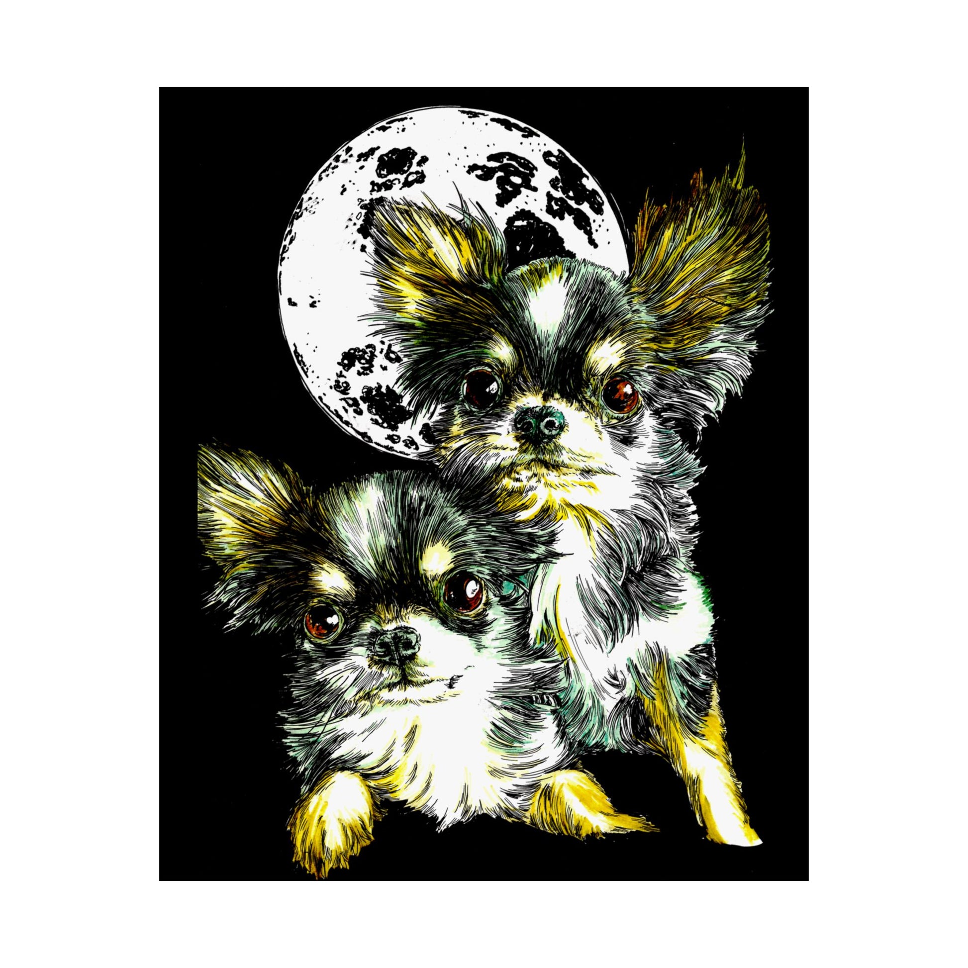 Chihuahua Moonlight Satin Poster - 300gsm Pet Art Decor