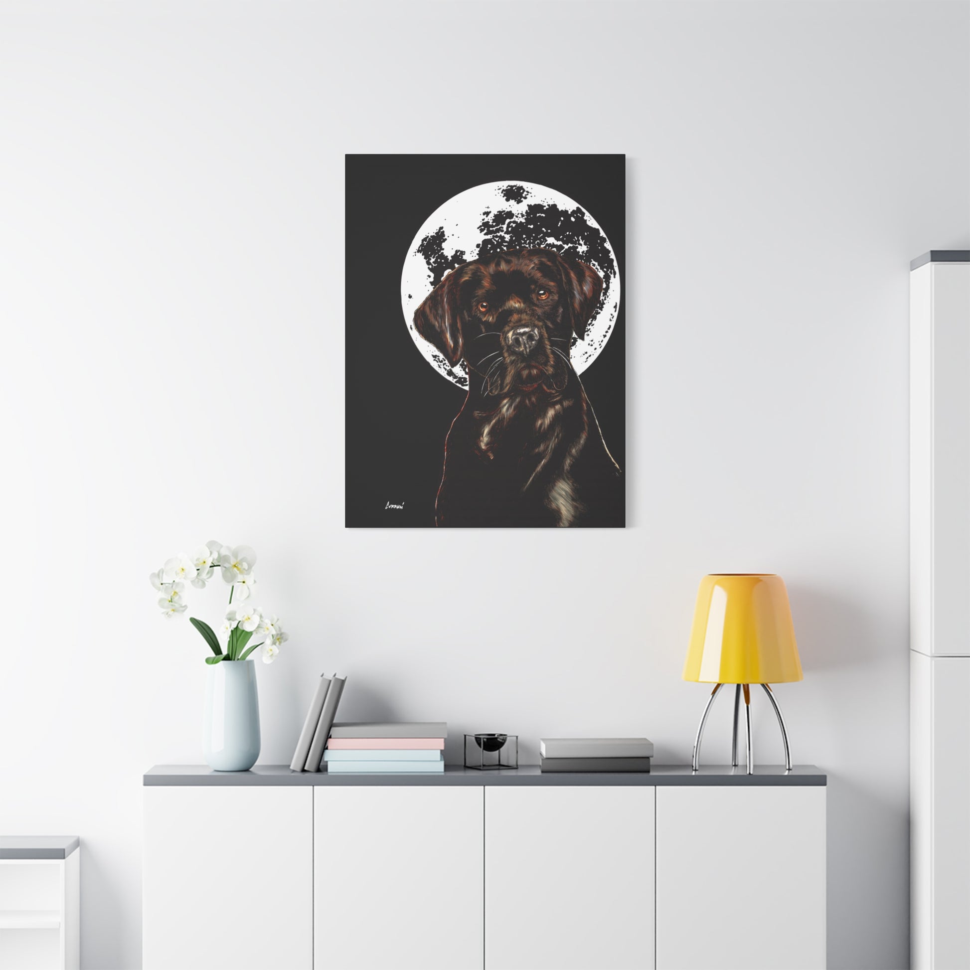 Chocolate Lab in Moonlight Wall Art Print of the Original