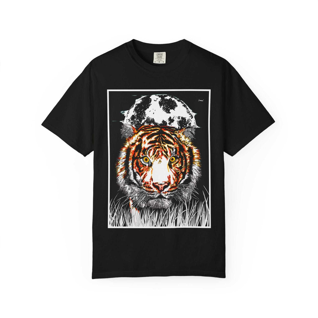 Get wild with our Tiger Garment-Dyed Graphic T-Shirt - Unisex Wild Animal Tee. Stand out in style with this unique and eye-catching tee.
