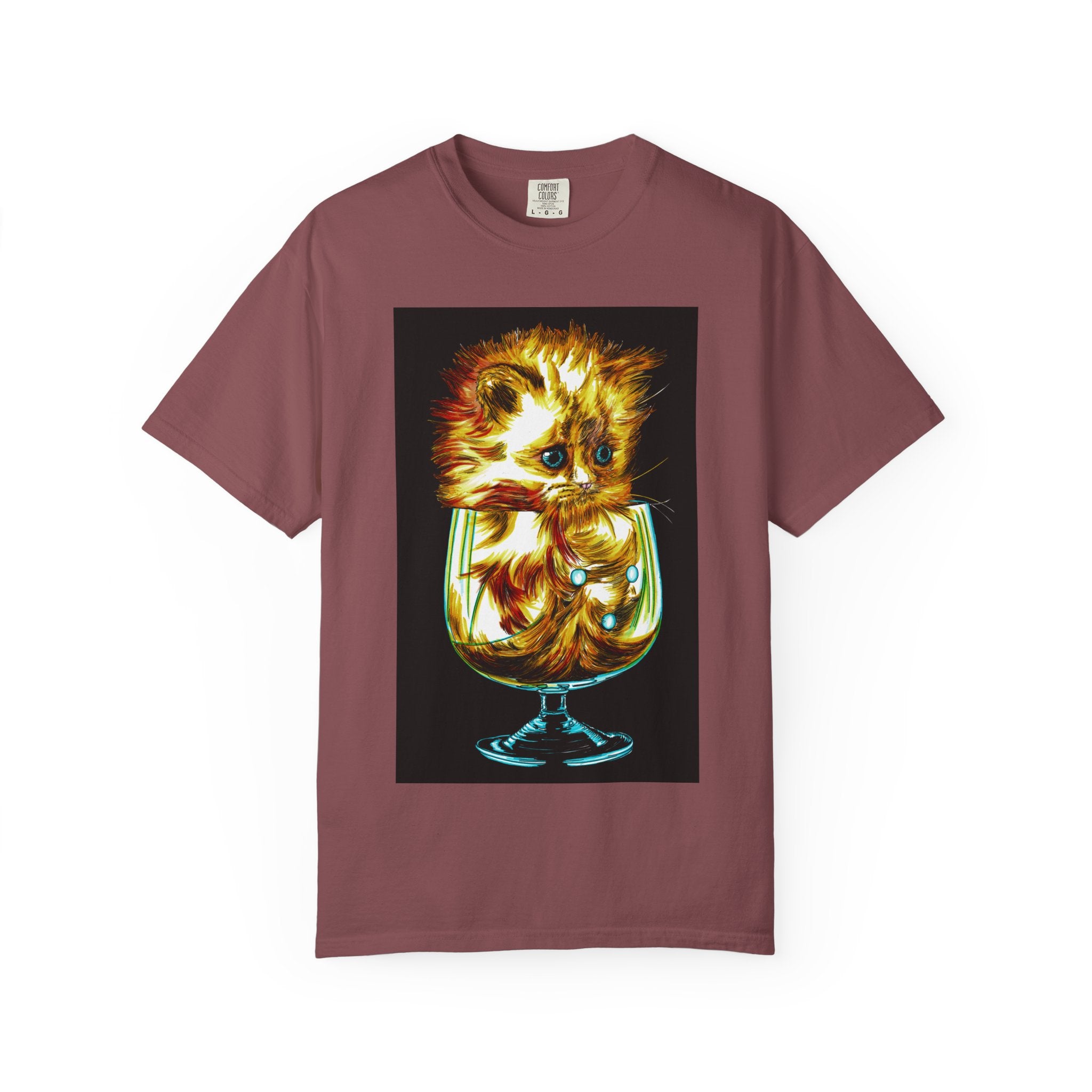 Kitten in a Glass Unisex T-shirt - Hand Drawn Art
