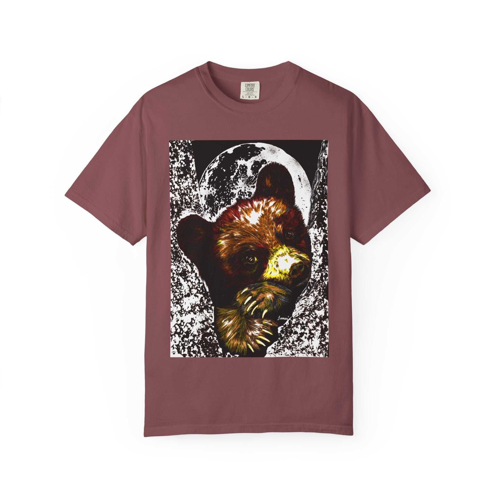 Moonlit Brown Bear Cub Dyed T-Shirt | Nature-Inspired