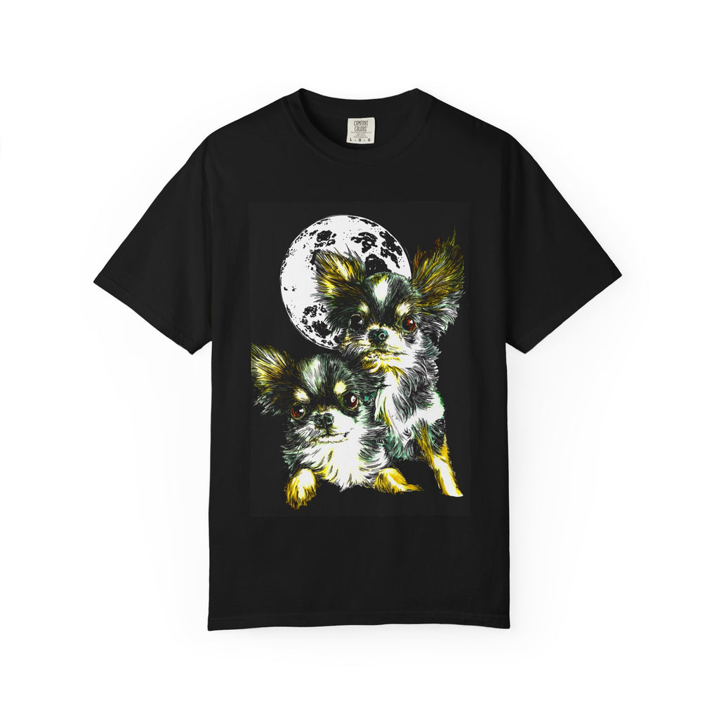 Cute Chihuahua Moon Night Unisex Garment-Dyed T-Shirt