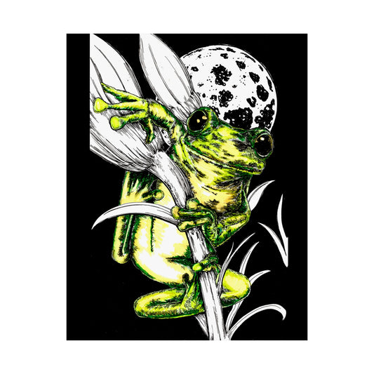 Whimsical Frog Satin Poster - Vibrant Wall Art for Nature Lovers