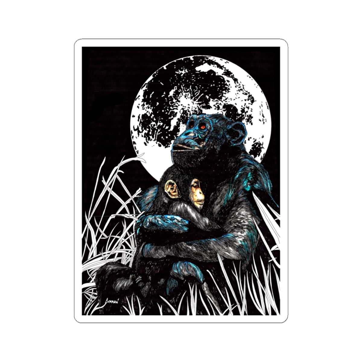 Moonlit Affection Monkey Kiss-Cut Stickers