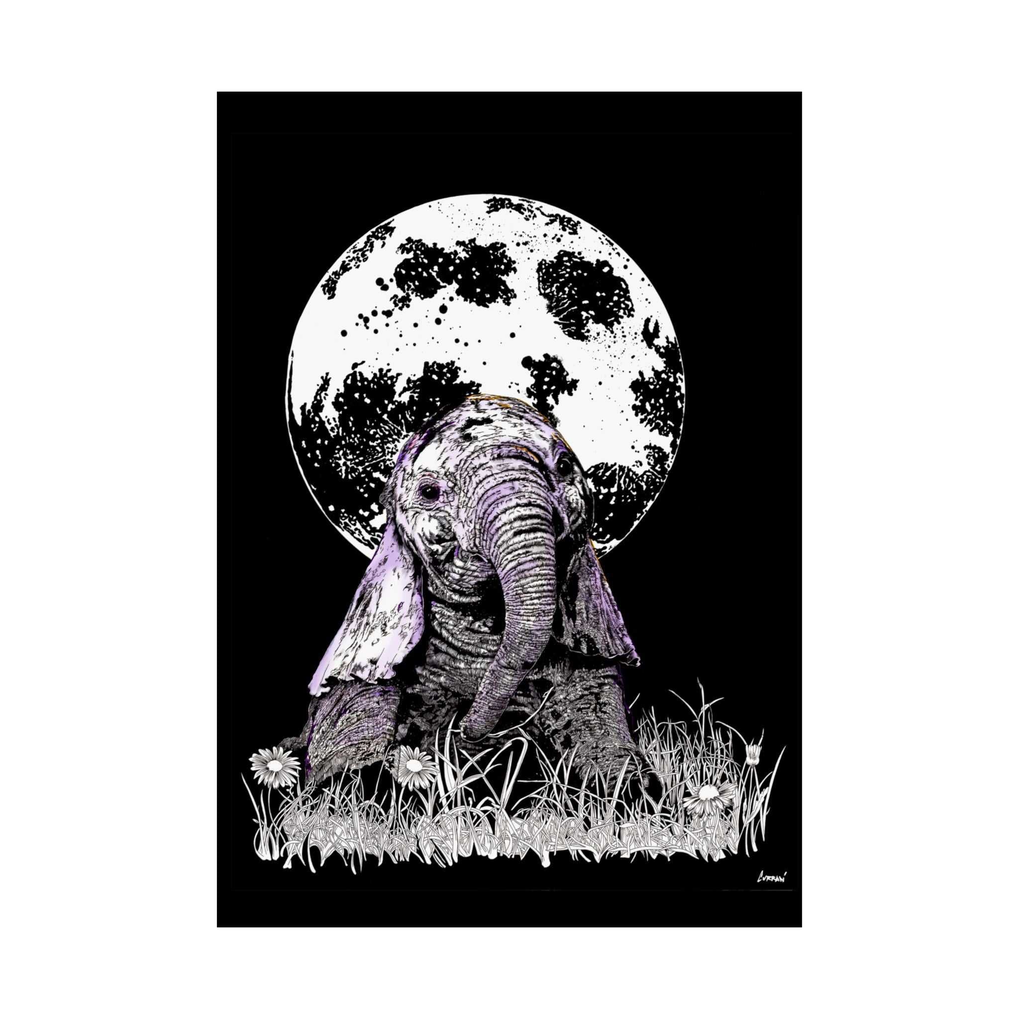 Baby Elephant Satin Poster | Art Print for Nursery Decor