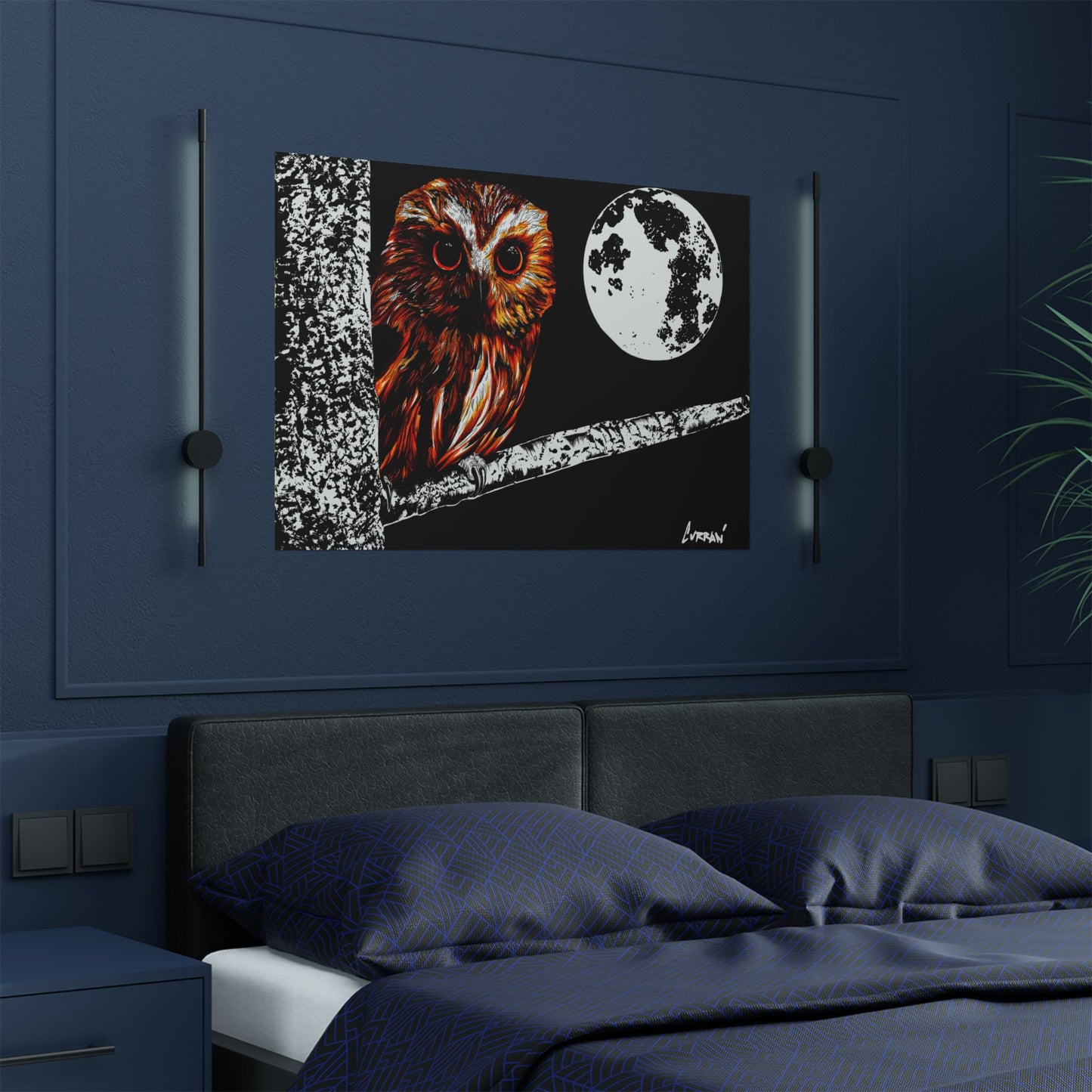 Mystical Owl Satin Poster | 300gsm Wall Art for Nature Lovers