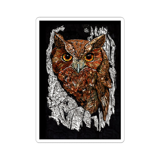 Realistic Owl Kiss-Cut Sticker - Nature-Inspired Art for Laptops & Decor