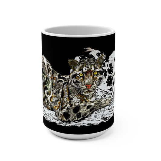 Vibrant Snow Leopard 15oz Mug - Perfect Gift for Animal Lovers