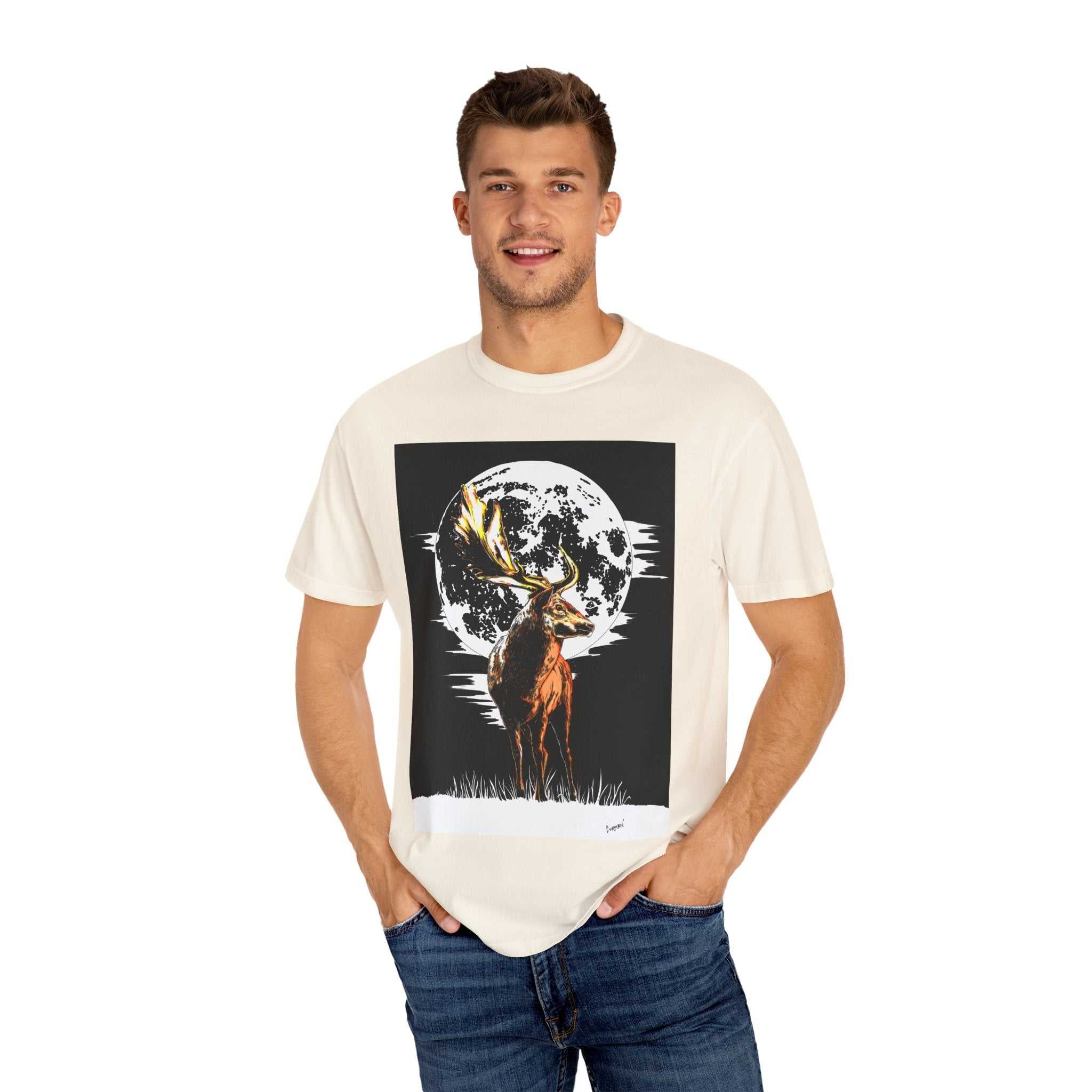 Moonlit Stag Unisex T-Shirt - Nature-Inspired Graphic Tee