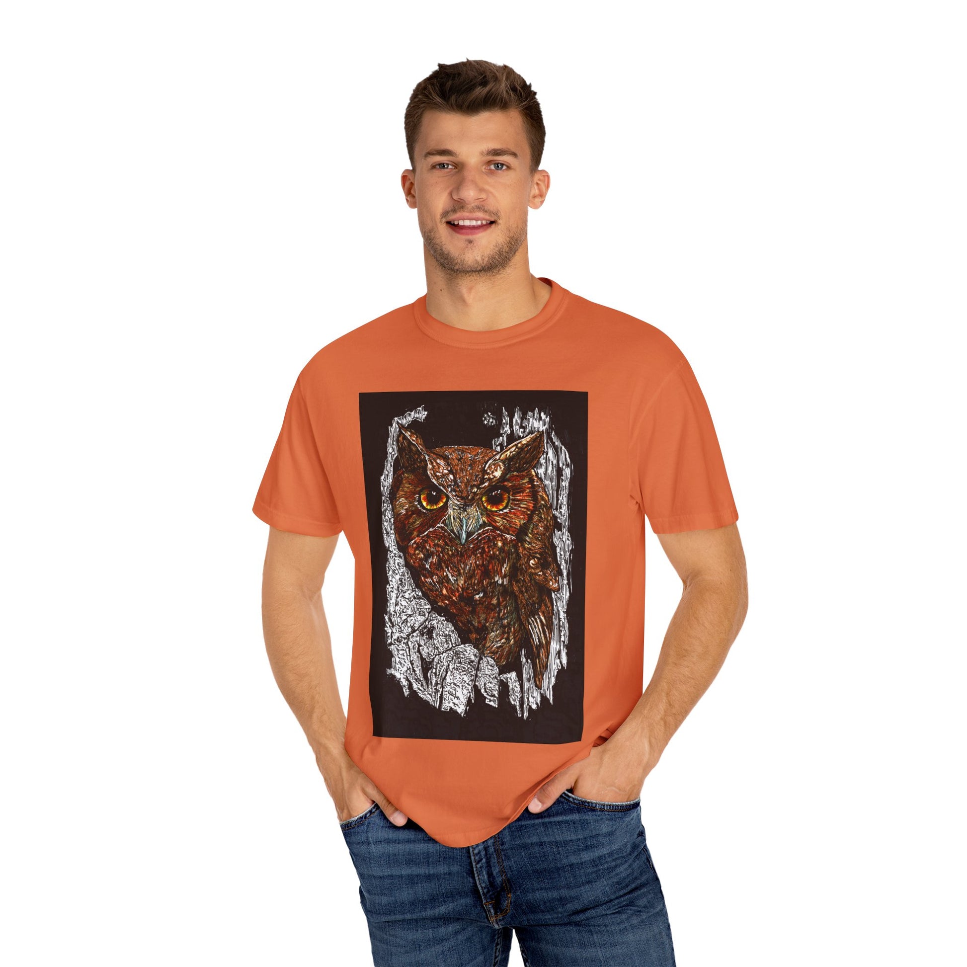 Artistic Owl Unisex Garment-Dyed T-Shirt