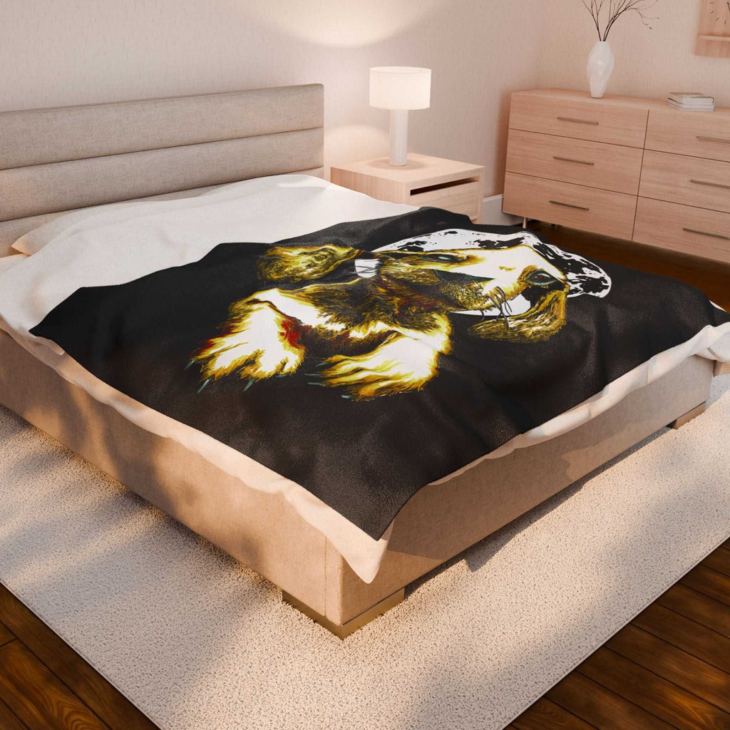 Adorable Dog Cozy Velveteen Plush Blanket, For Pet Lovers