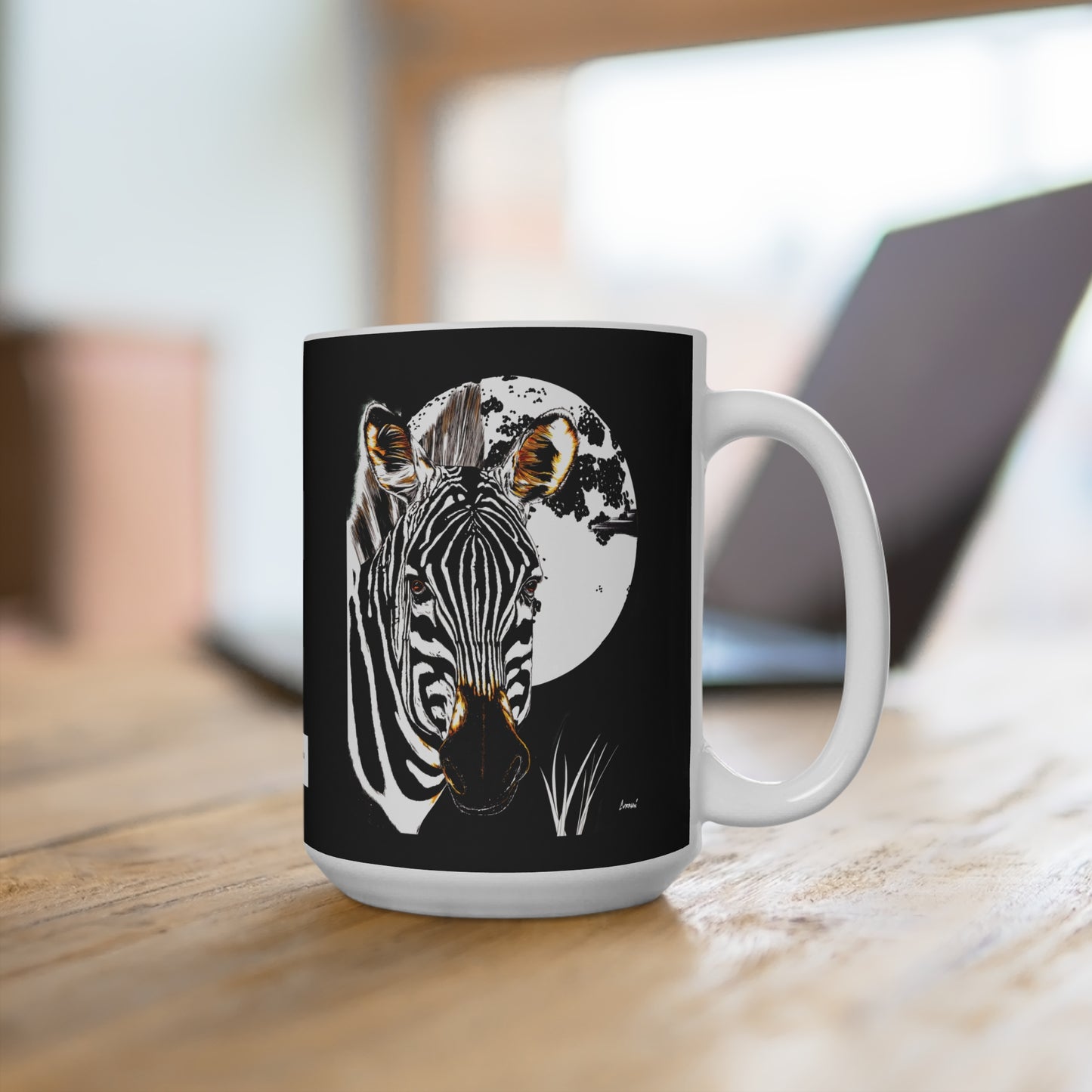 Zebra Design 15oz Mug - Stylish Black and White Coffee Cup for Animal Lovers