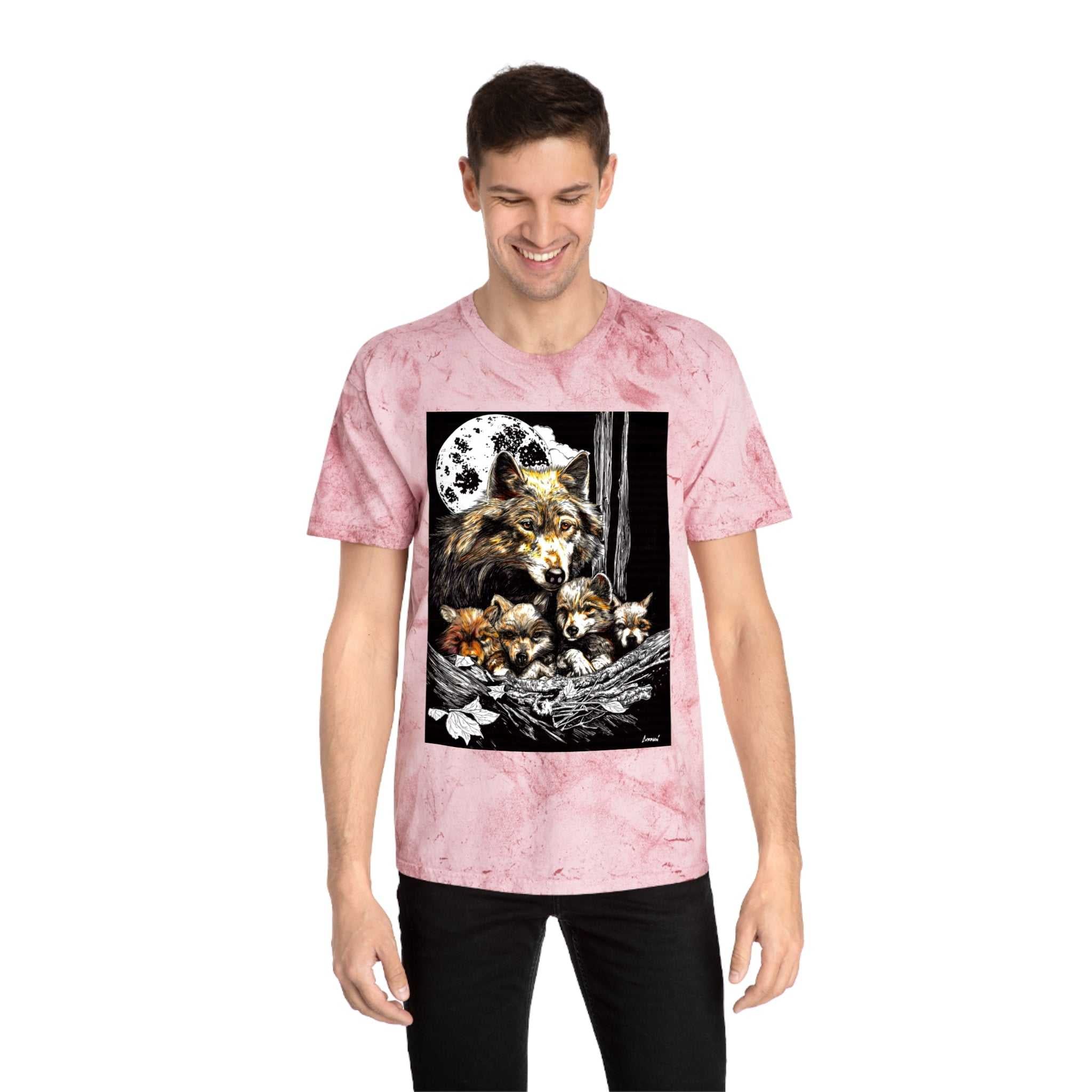 Moonlit Wolf Family Unisex Color Blast Shirt Nature Lover Gift