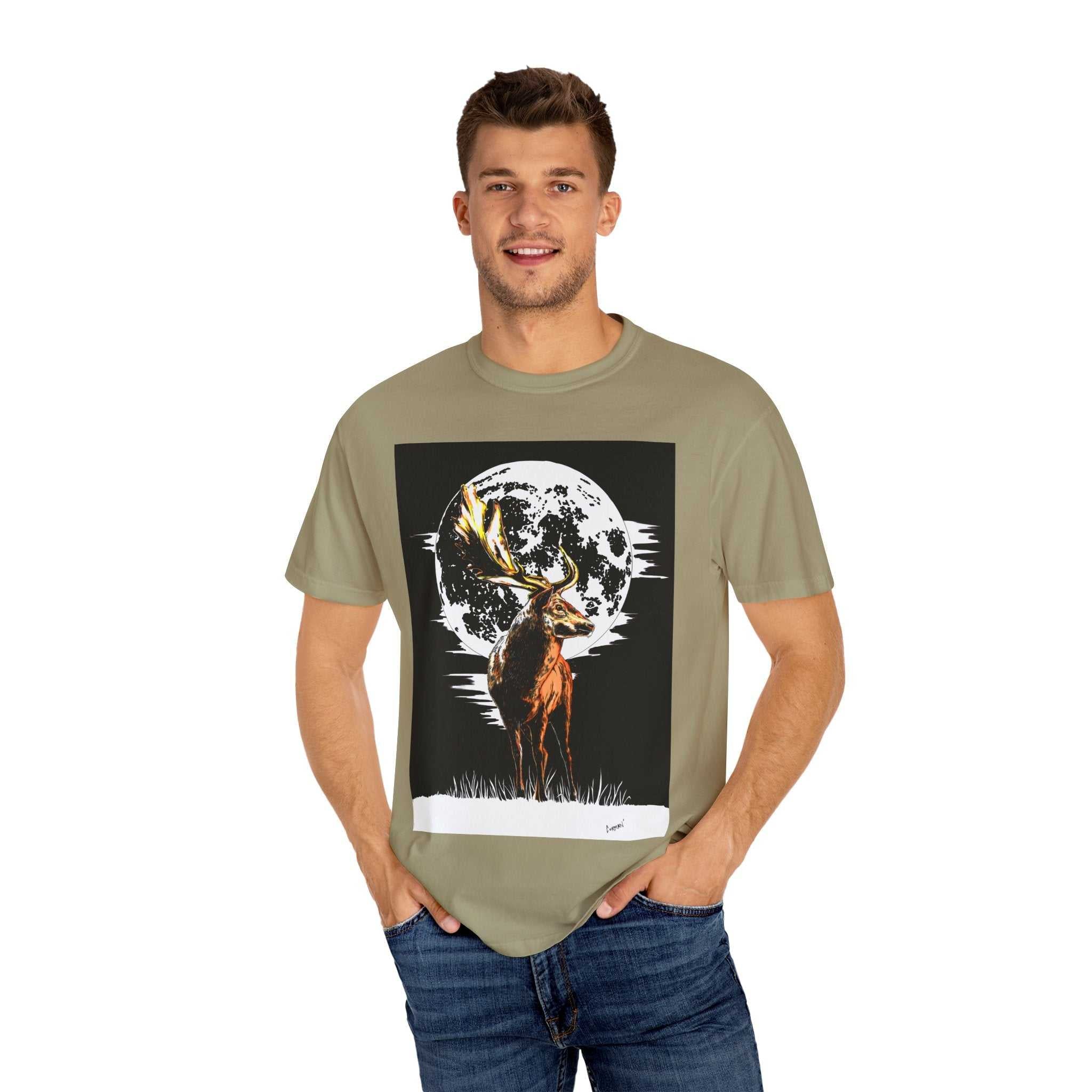 Moonlit Stag Unisex T-Shirt - Nature-Inspired Graphic Tee