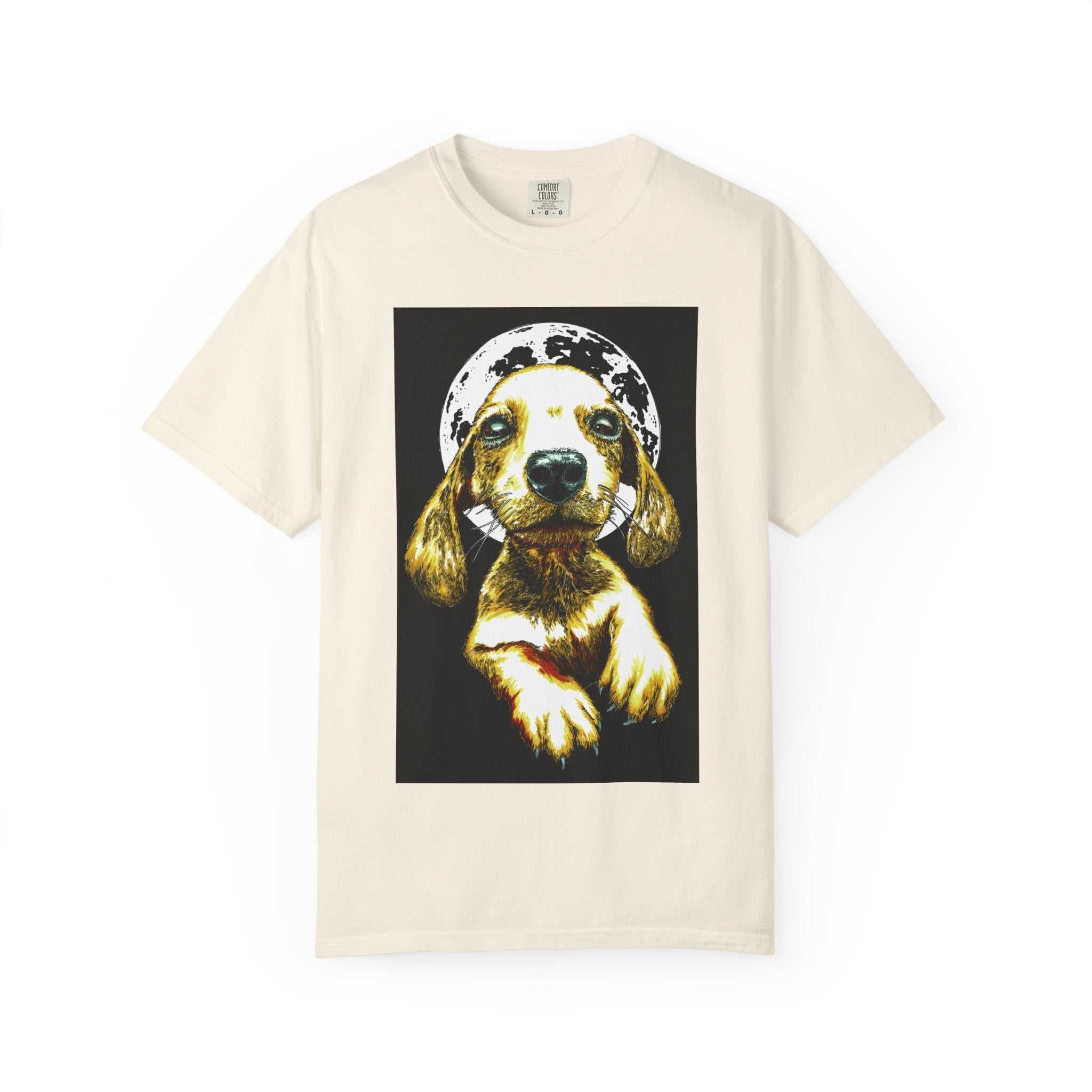 Shop our exclusive Unisex Garment-Dyed T-Shirt, Original Hand-Painted Puppy Art. Elevate your wardrobe with this unique piece!