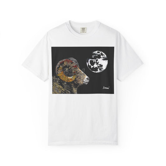Ram and Moon Graphic Unisex T-Shirt - Nature-Inspired Artwear