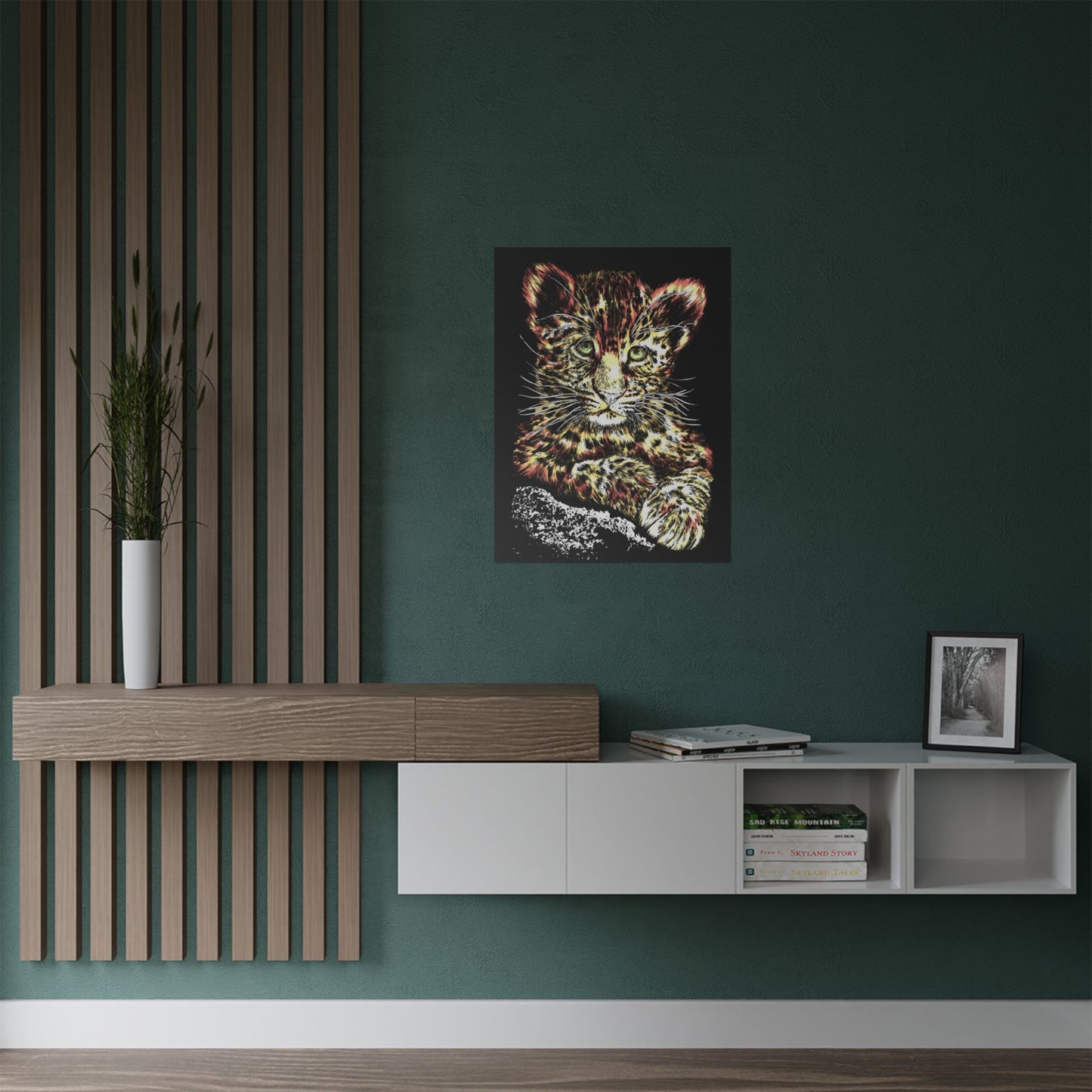 Leopard Cub Satin Poster - Vibrant Art Print for Animal Lovers