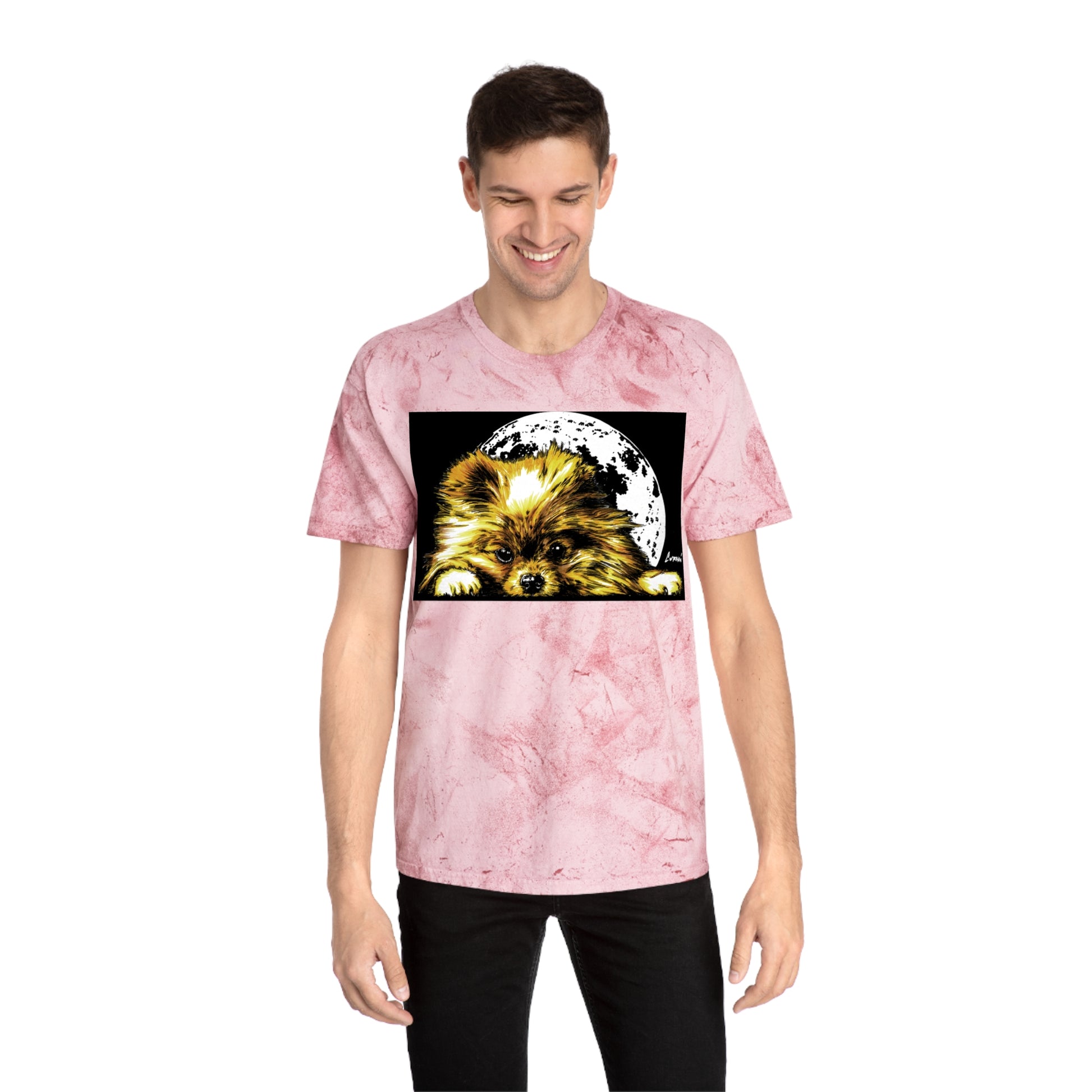 Color Blast T-Shirt with Dog Design - Unisex Moonlit Pet Tee