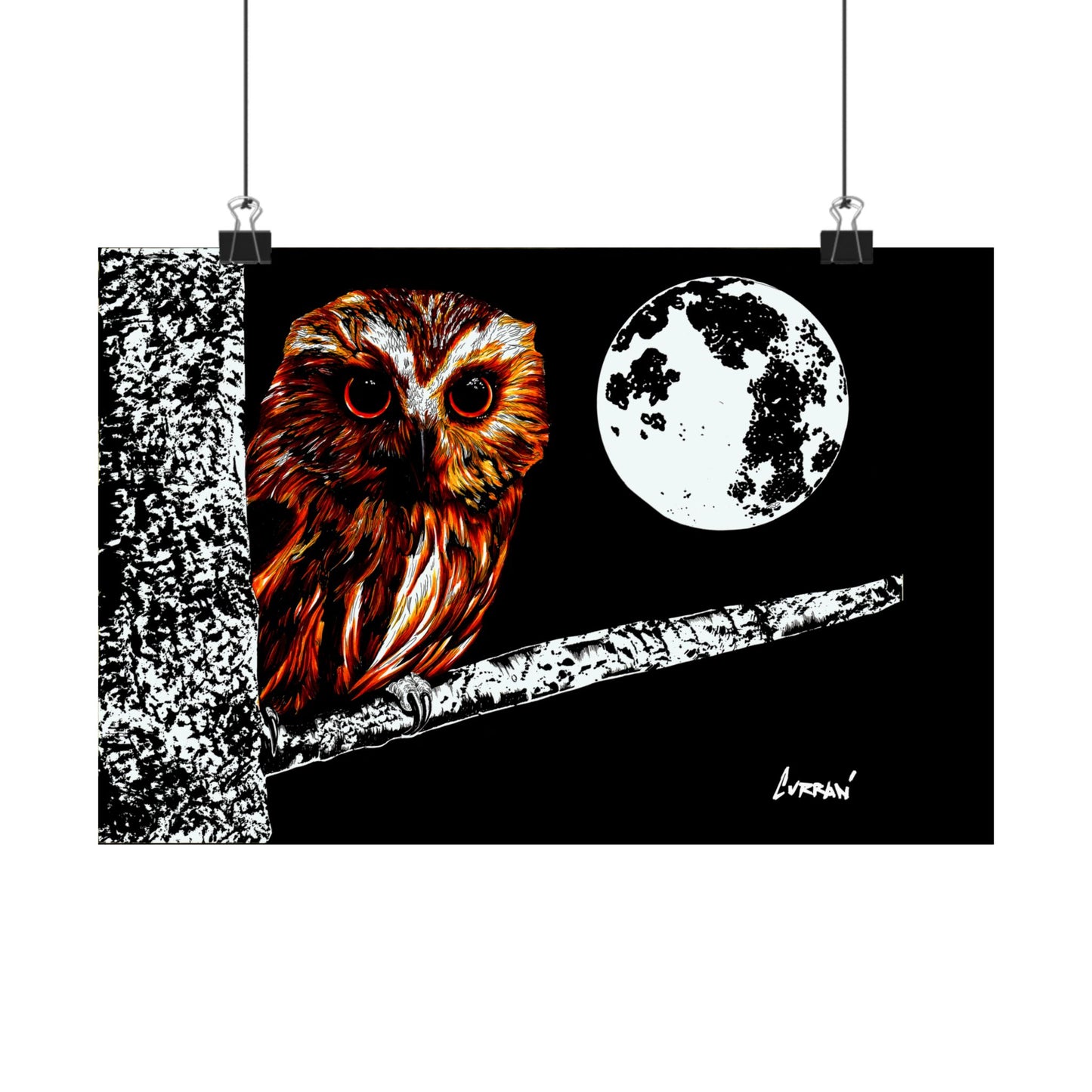 Mystical Owl Satin Poster | 300gsm Wall Art for Nature Lovers