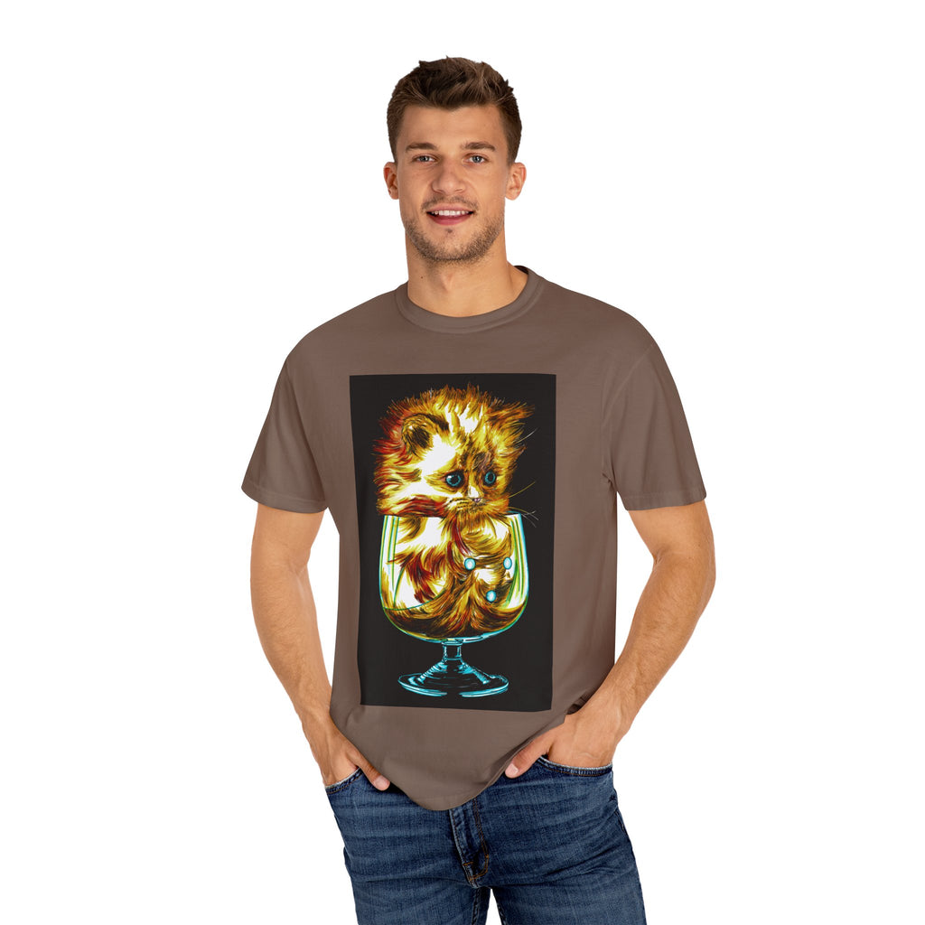Kitten in a Glass Unisex T-shirt - Hand Drawn Art