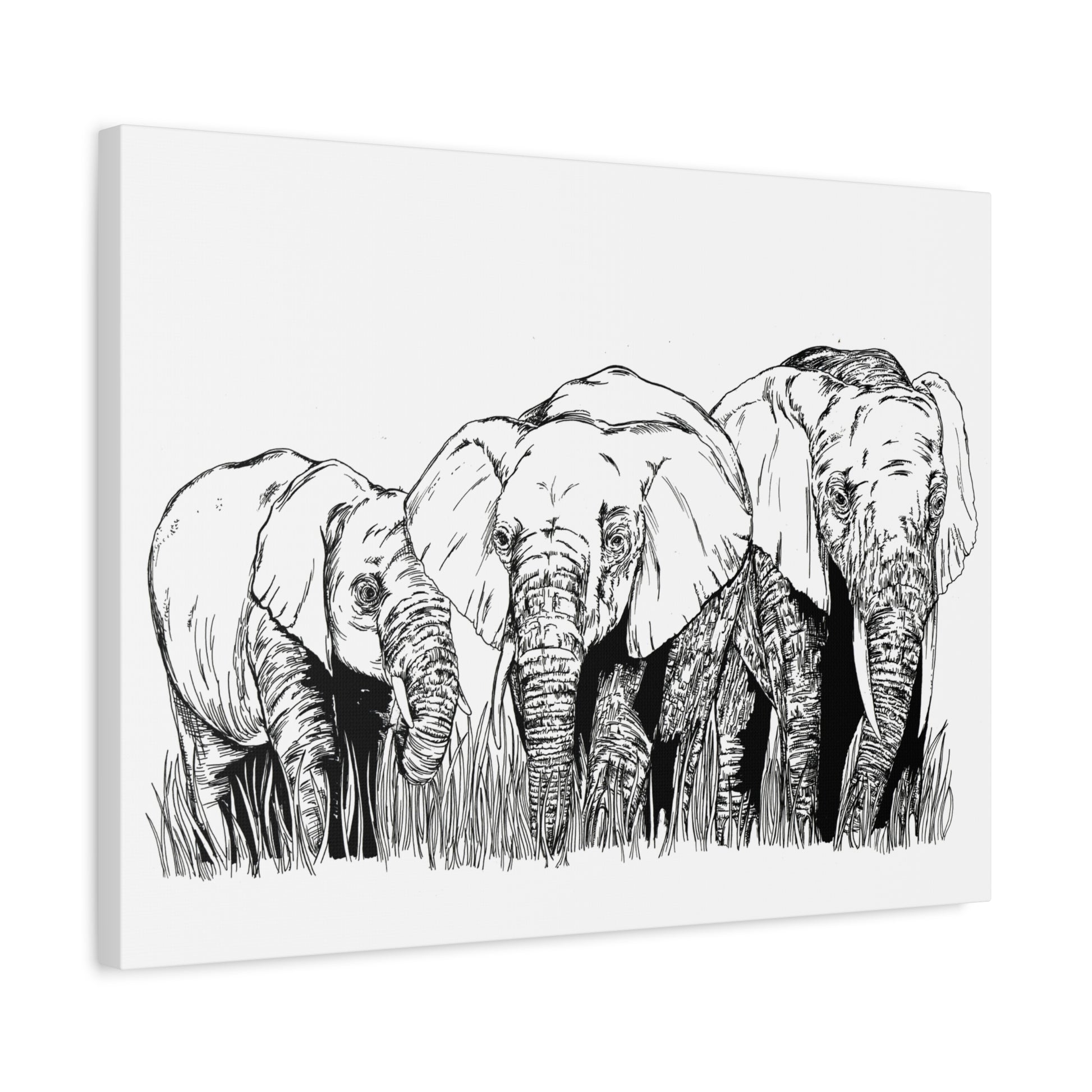 Elephant Family Art – Original Hand-Drawn Unique,
