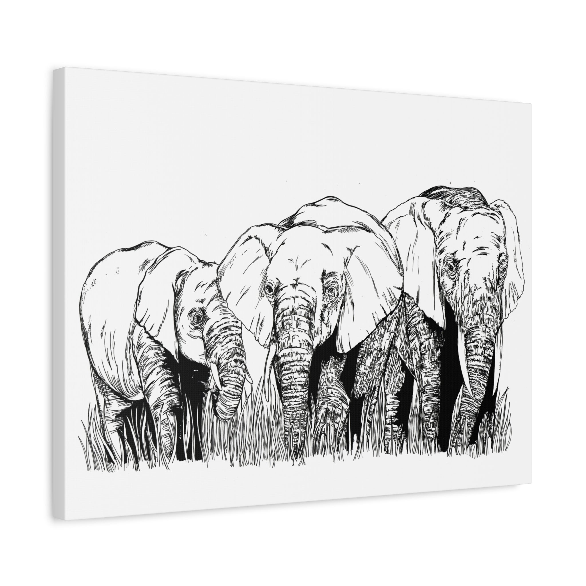 Elephant Family Art – Original Hand-Drawn Unique,