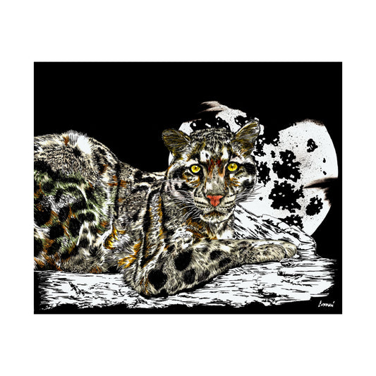 Majestic Snow Leopard Satin Poster – 300gsm Art Print for Wildlife Lovers