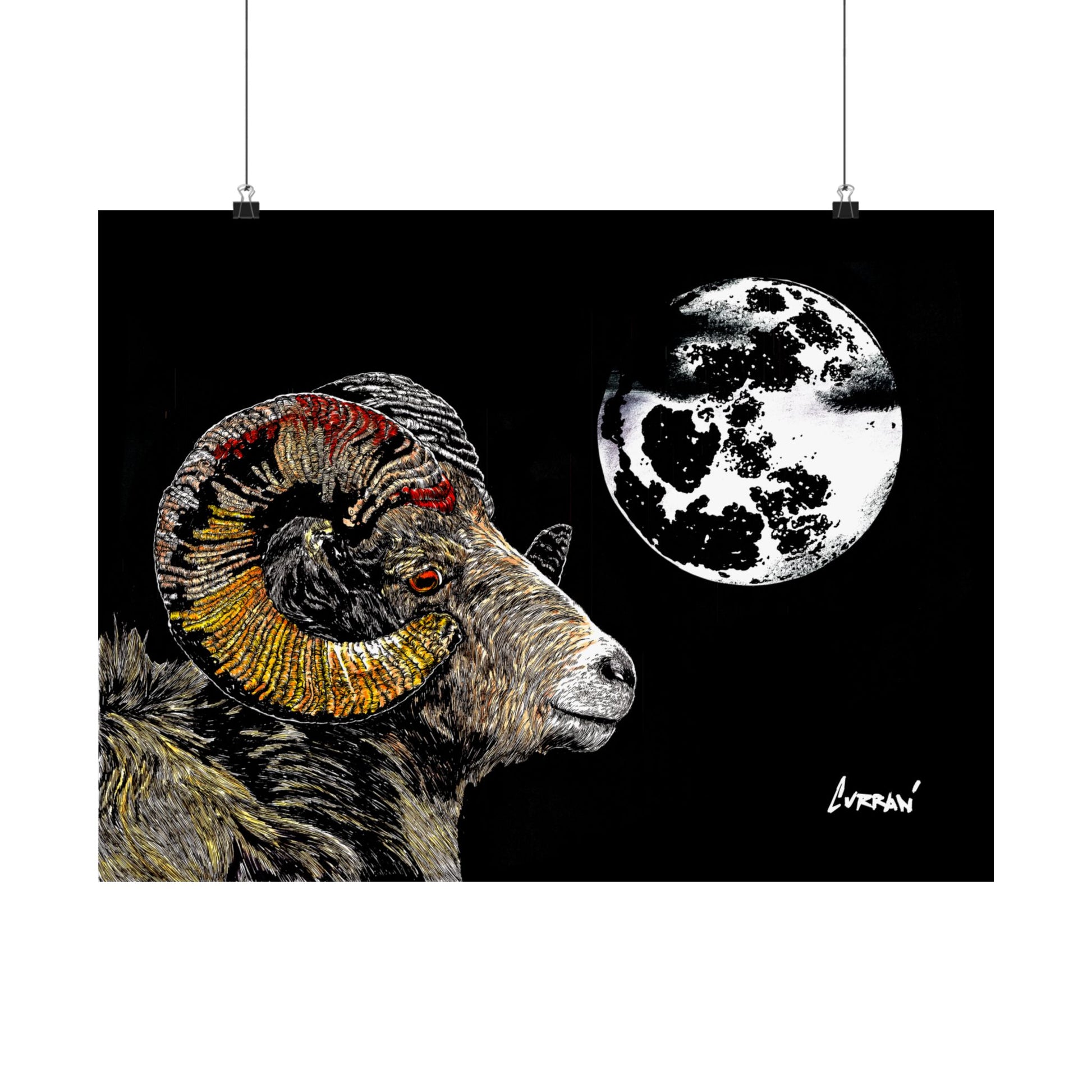 Mountain Ram Satin Poster - 300gsm Art Print for Home Decor