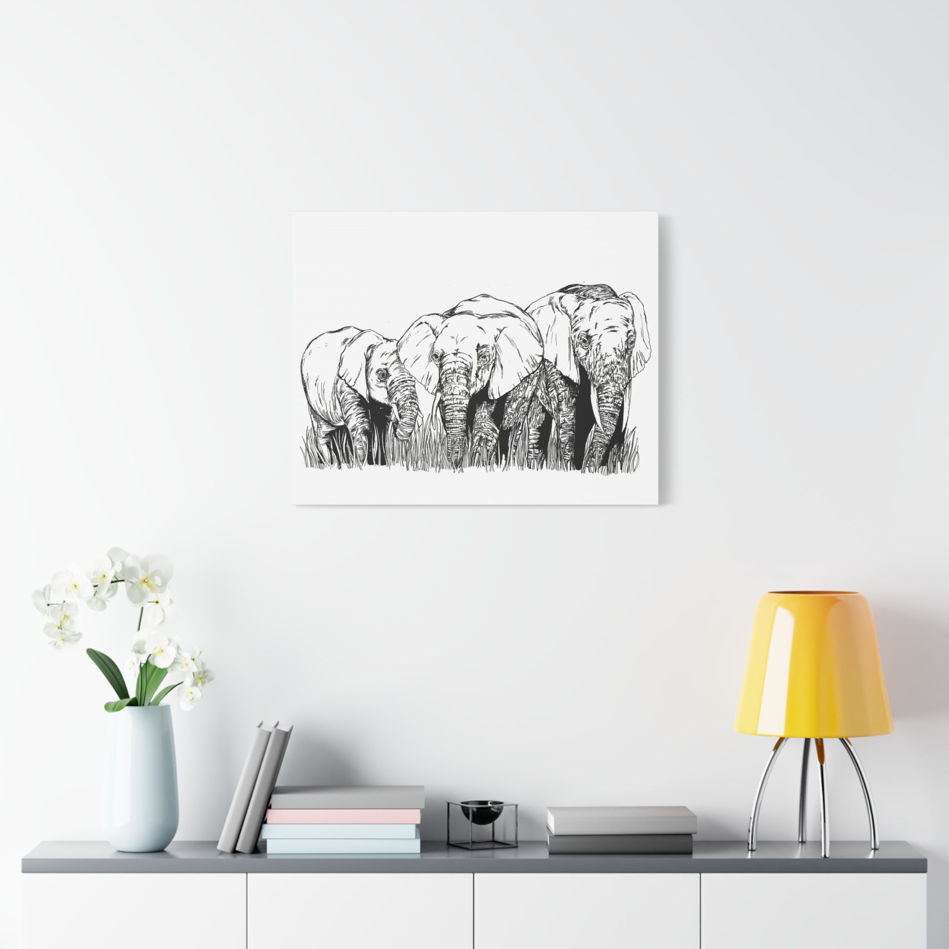 Elephant Family Art – Original Hand-Drawn Unique,