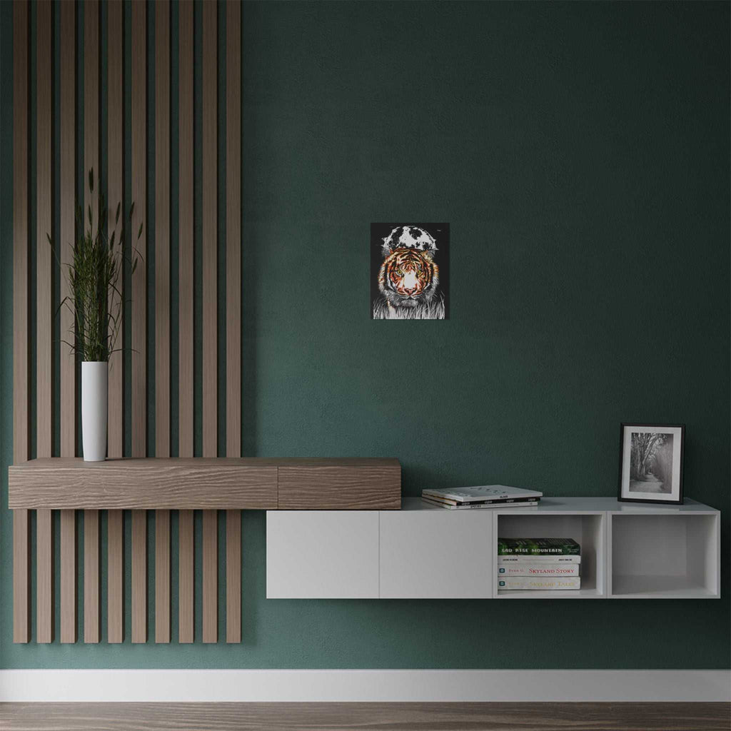 Tiger Satin Poster - 300gsm Art Print with Moon Design
