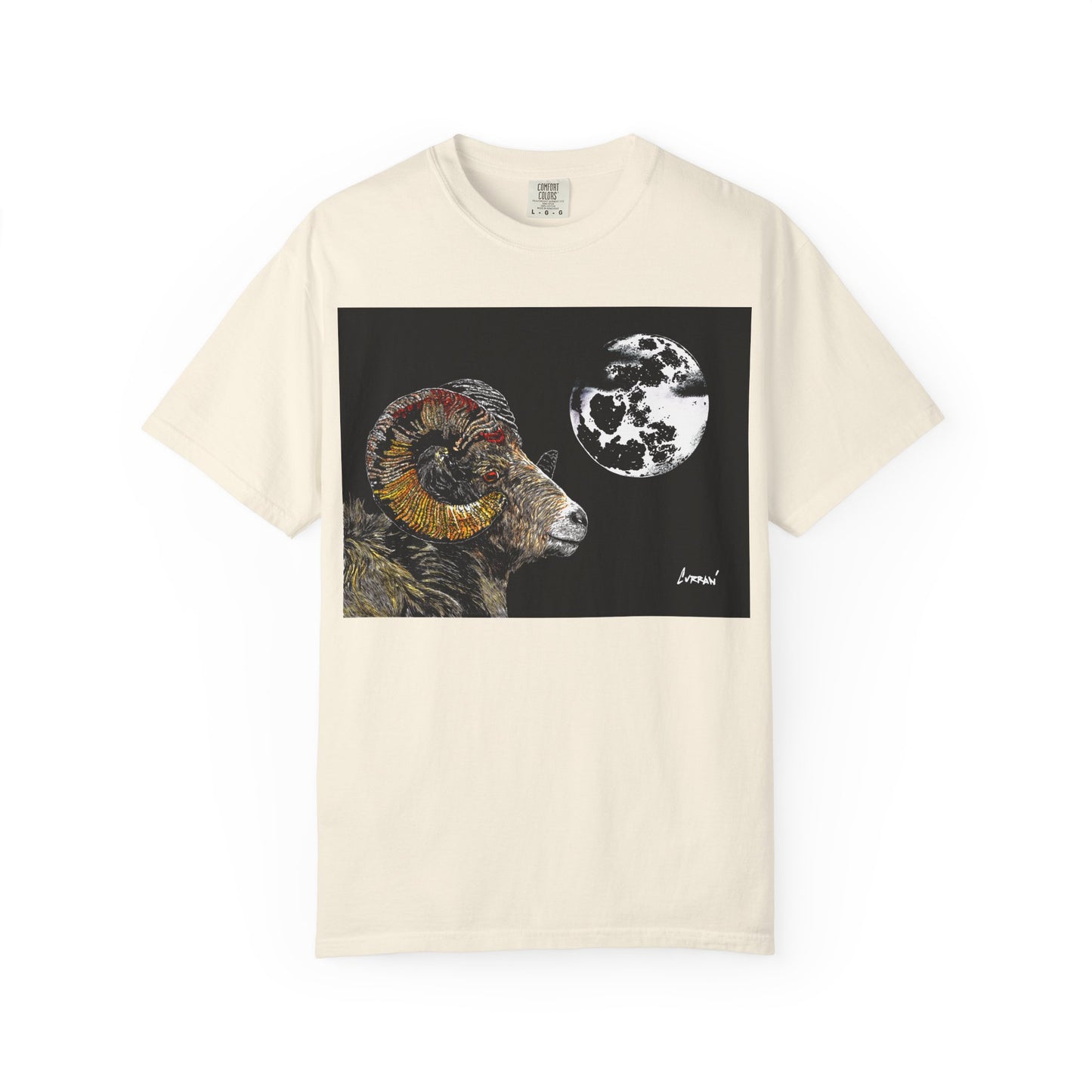Ram and Moon Graphic Unisex T-Shirt - Nature-Inspired Artwear