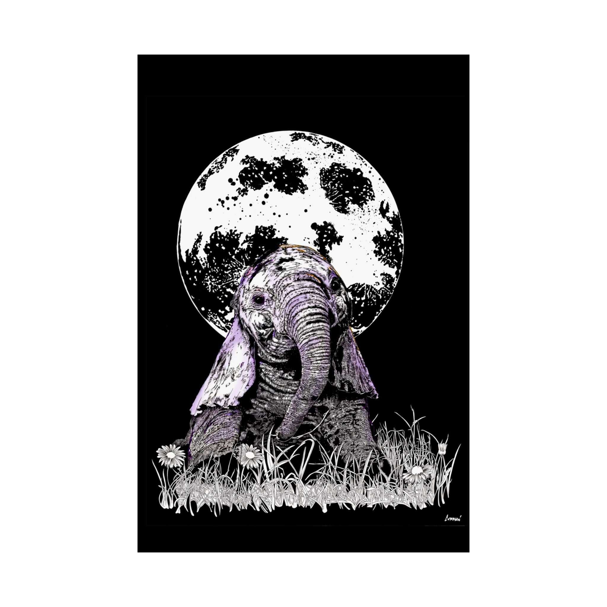 Baby Elephant Satin Poster | Art Print for Nursery Decor