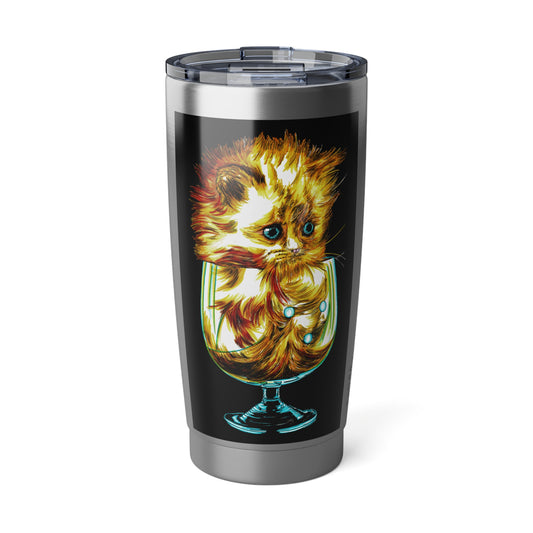 Kitten Art 20oz Tumbler -Original Hand Drawn Travel Mug, Gift for Cat Lover, Vagabond, Coffee Cup, Insulated Drinkware