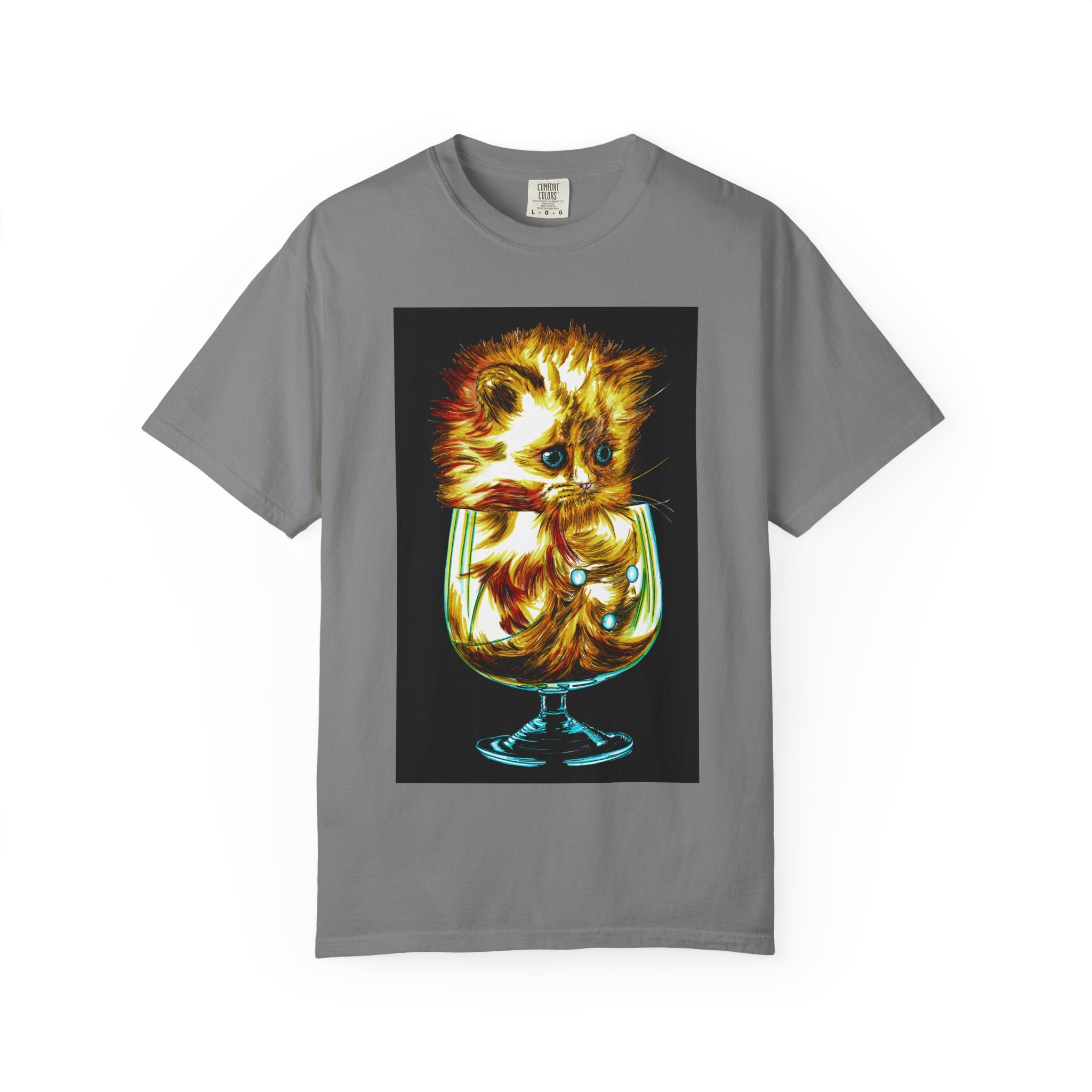 Kitten in a Glass Unisex T-shirt - Hand Drawn Art