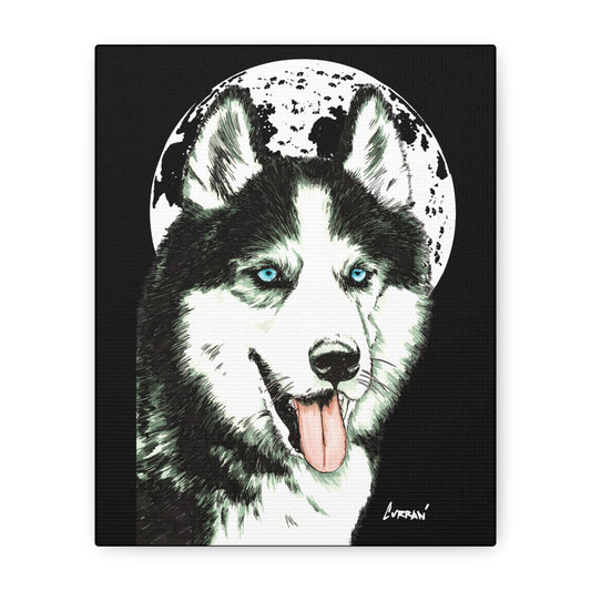 Siberian Husky Canvas Wall Art - Moonlit Dog Decor