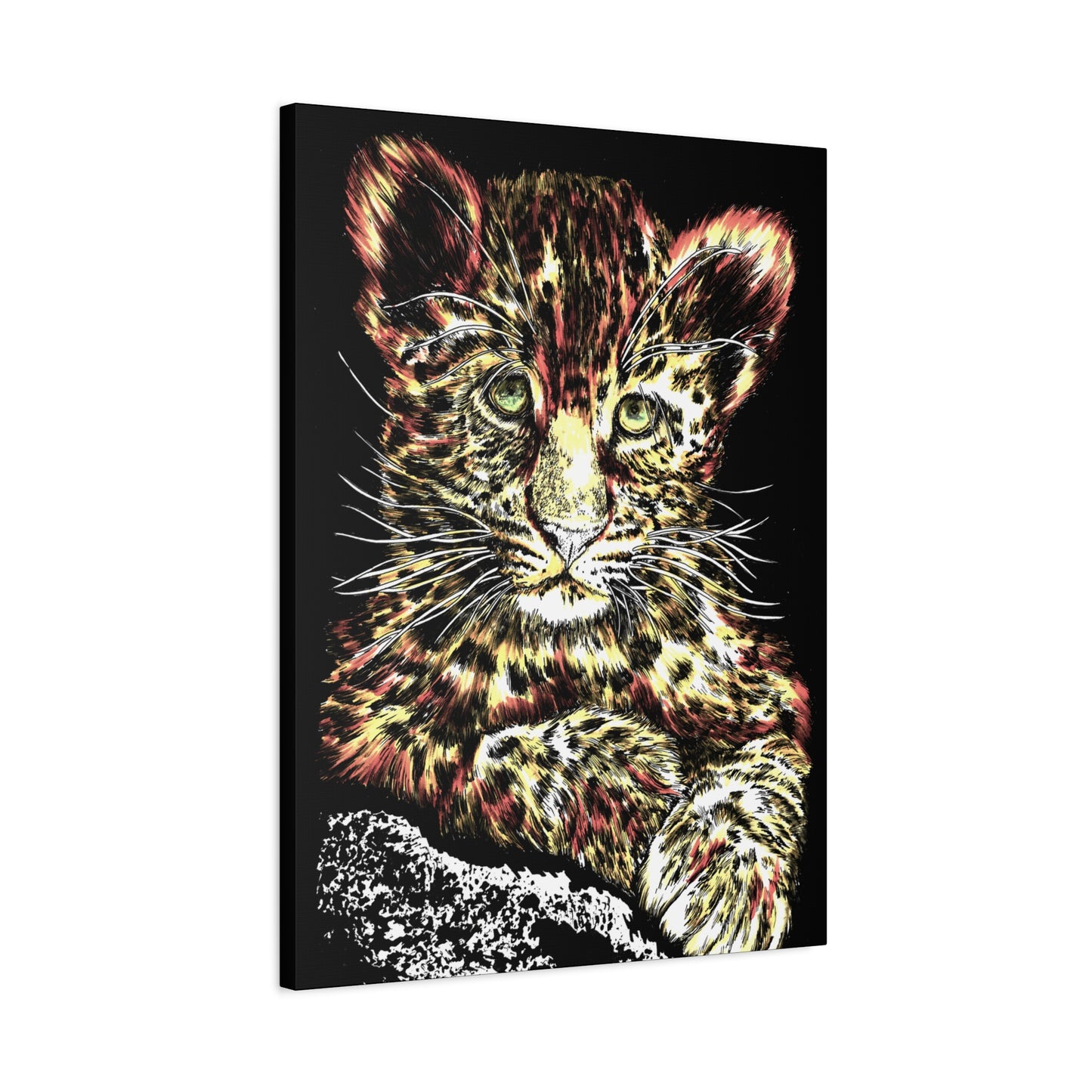 Leopard Cub Wall Art Print of the Original, hand drawn wall art of a Leopard Cub
