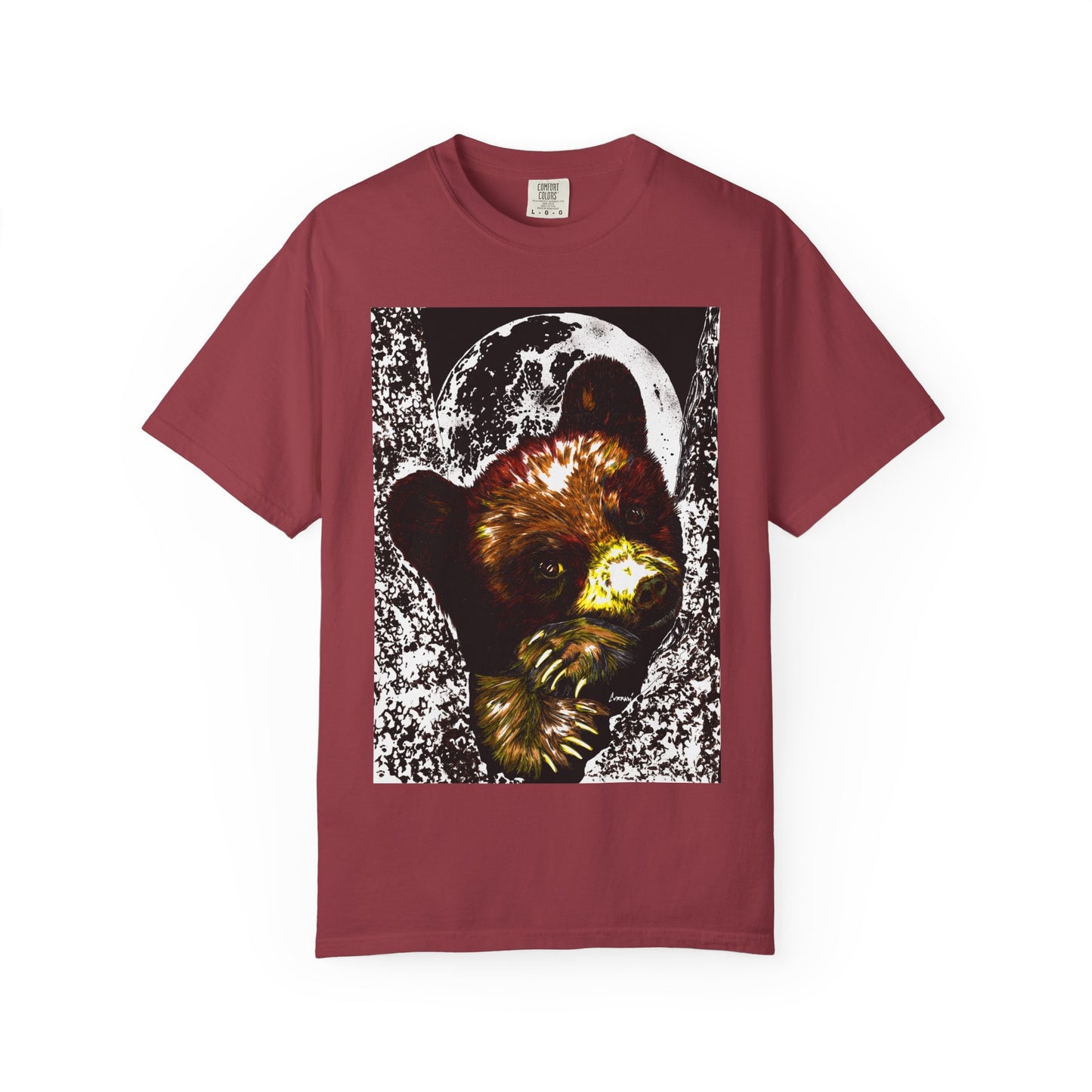 Moonlit Brown Bear Cub Unisex Garment-Dyed T-Shirt | Nature-Inspired Apparel