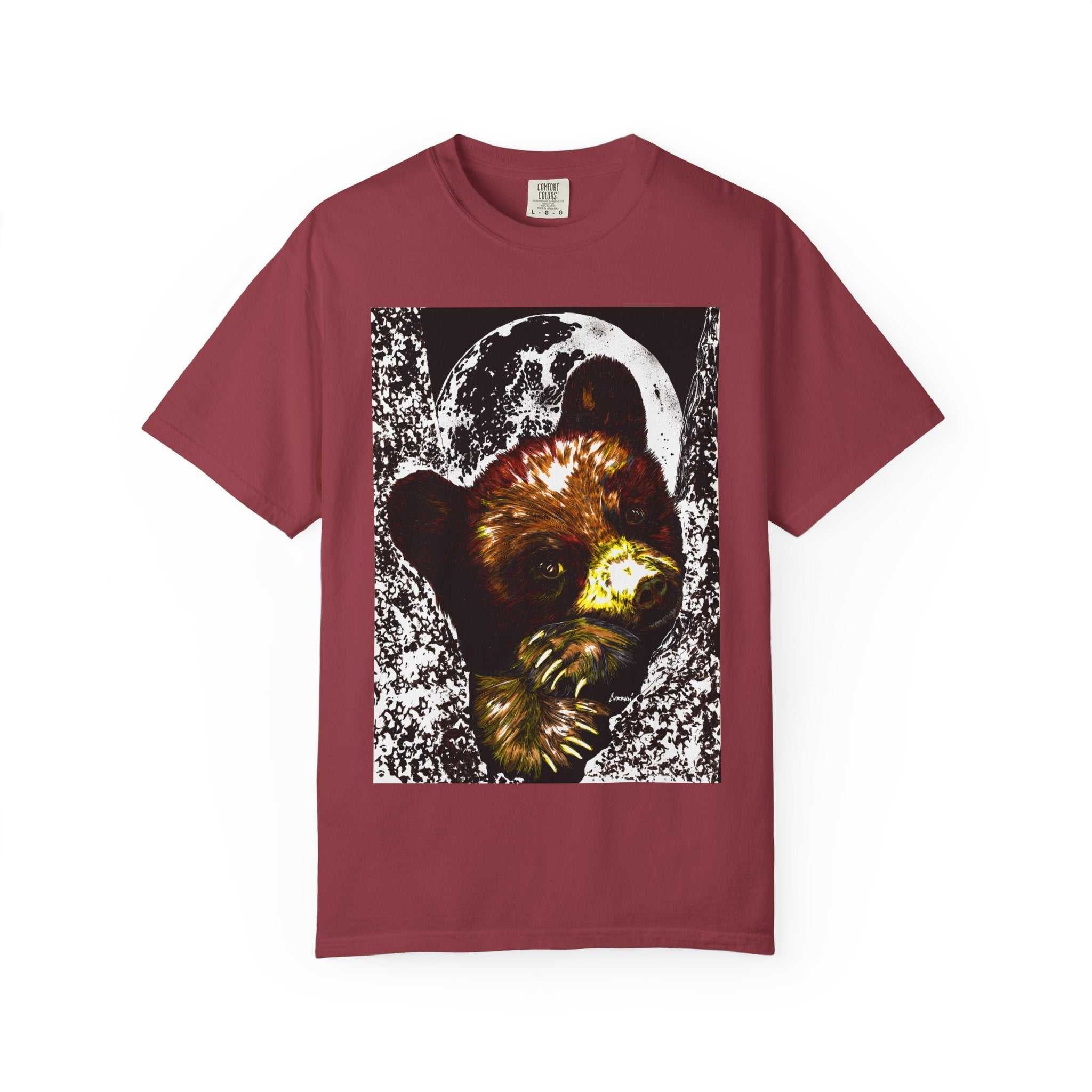 Moonlit Brown Bear Cub Dyed T-Shirt | Nature-Inspired