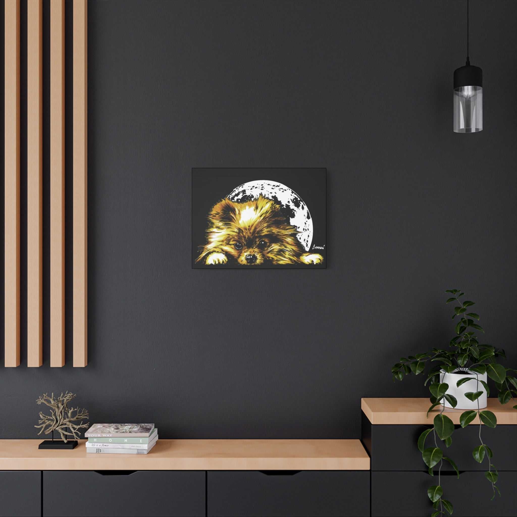 Pomeranian Moon Canvas Art Print- Dog Lover's Decor,