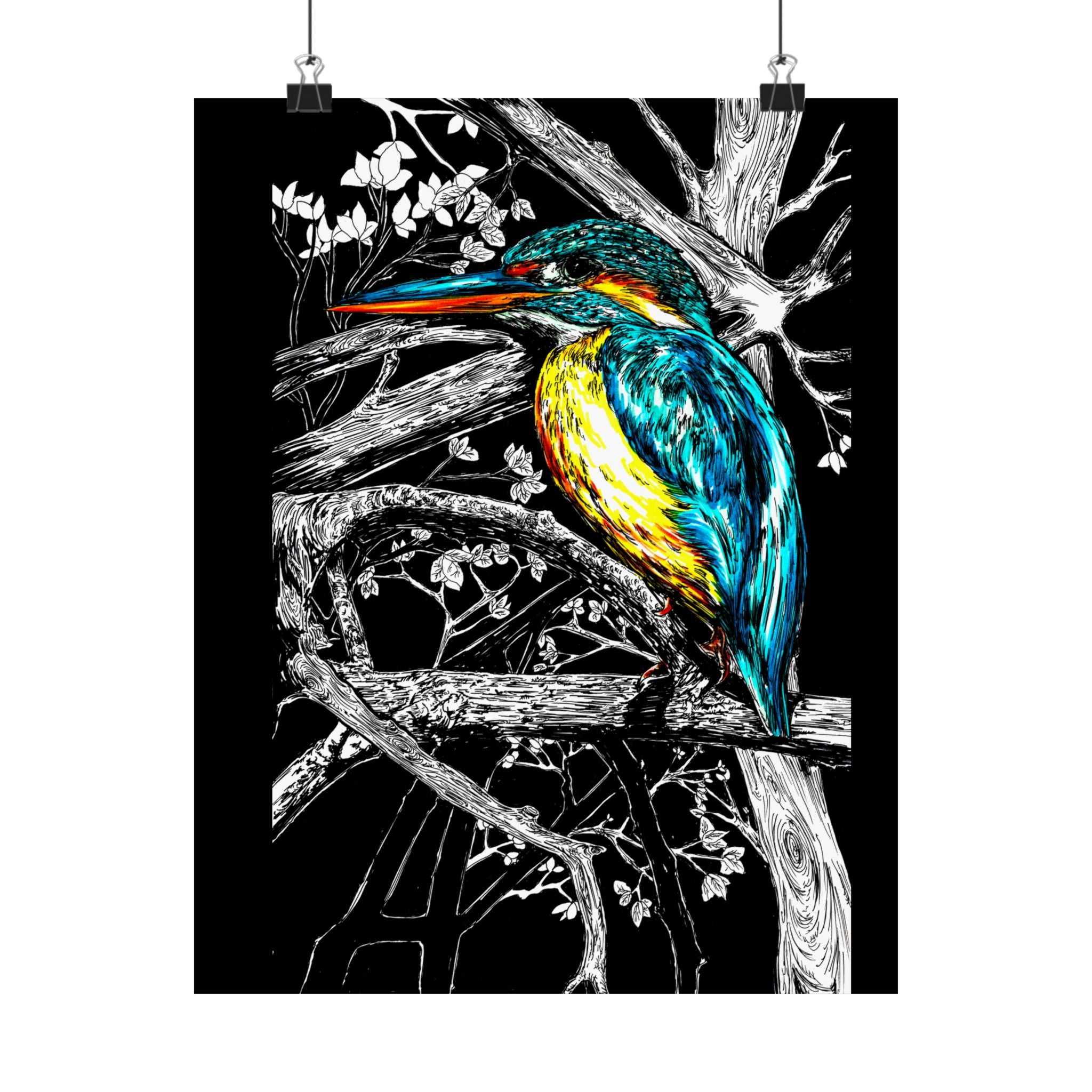 Bring nature's beauty into your home with our stunning Kingfisher Satin Poster - 300gsm Art Print for Nature Lovers. Shop now!