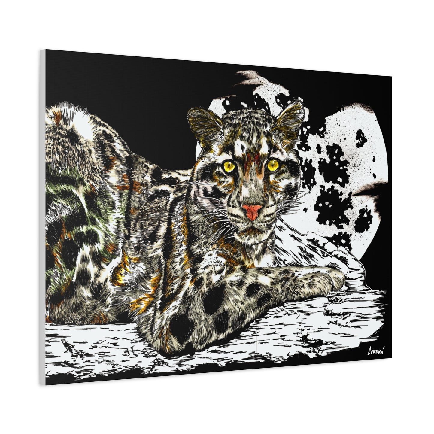 Leopard Canvas Art – Original Hand-Drawn Realistic and Detailed Big Cat Illustration printed on Matte Canvas, Stretched, 1.25"
