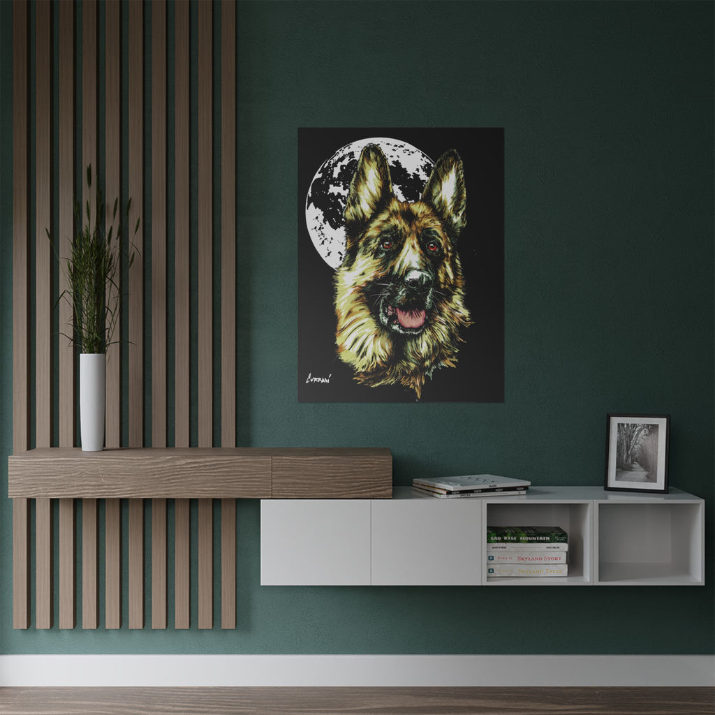 German Shepherd Moon Satin Poster - 300gsm Art Print