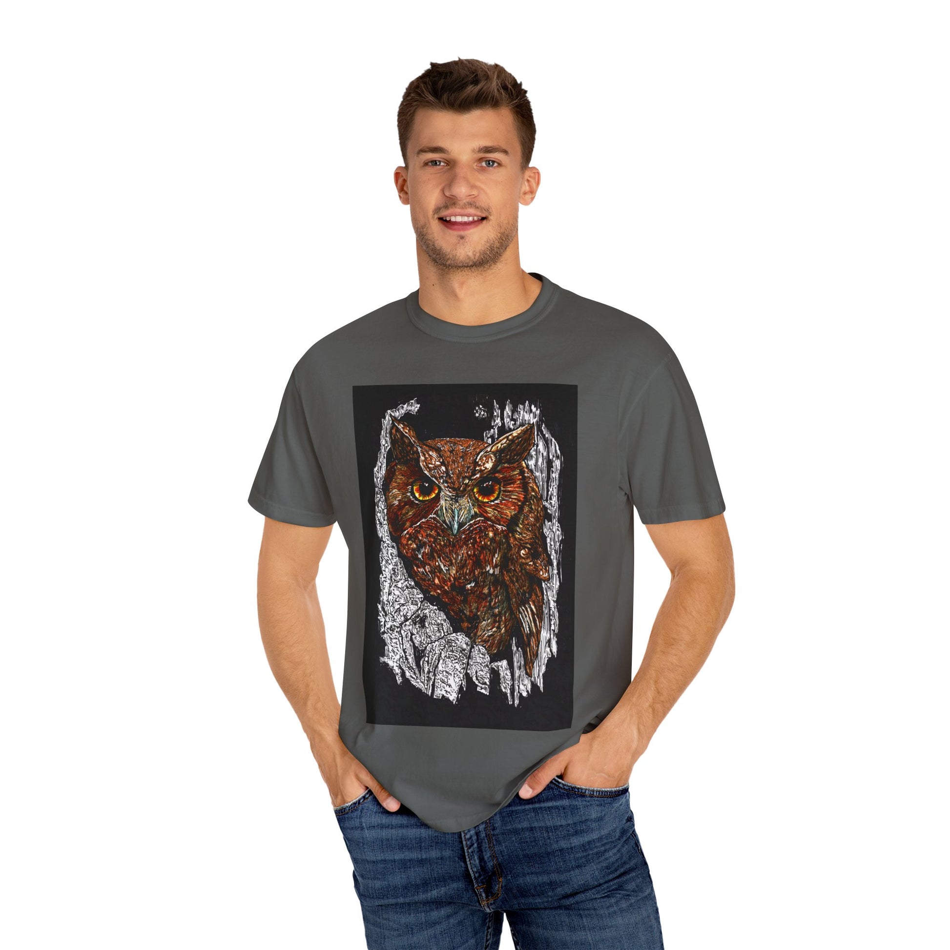 Artistic Owl Unisex Garment-Dyed T-Shirt