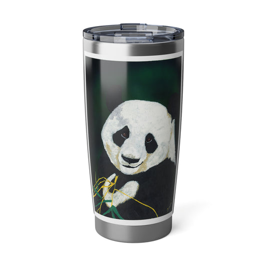 Panda Tumbler, 20oz Travel Mug, Original Hand Painted Art, Unique Cup, Insulated Coffee Tumbler, Cute Animal Design, Birthday Gift