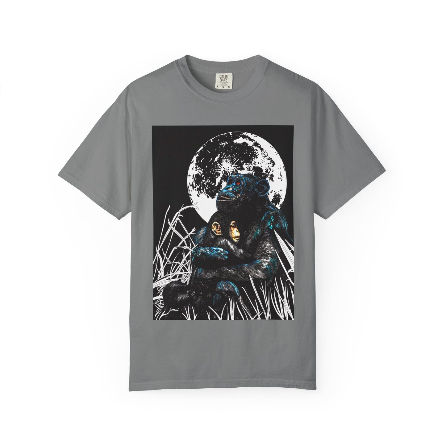 Moonlit Gorilla and Child Unisex Garment-Dyed T-Shirt